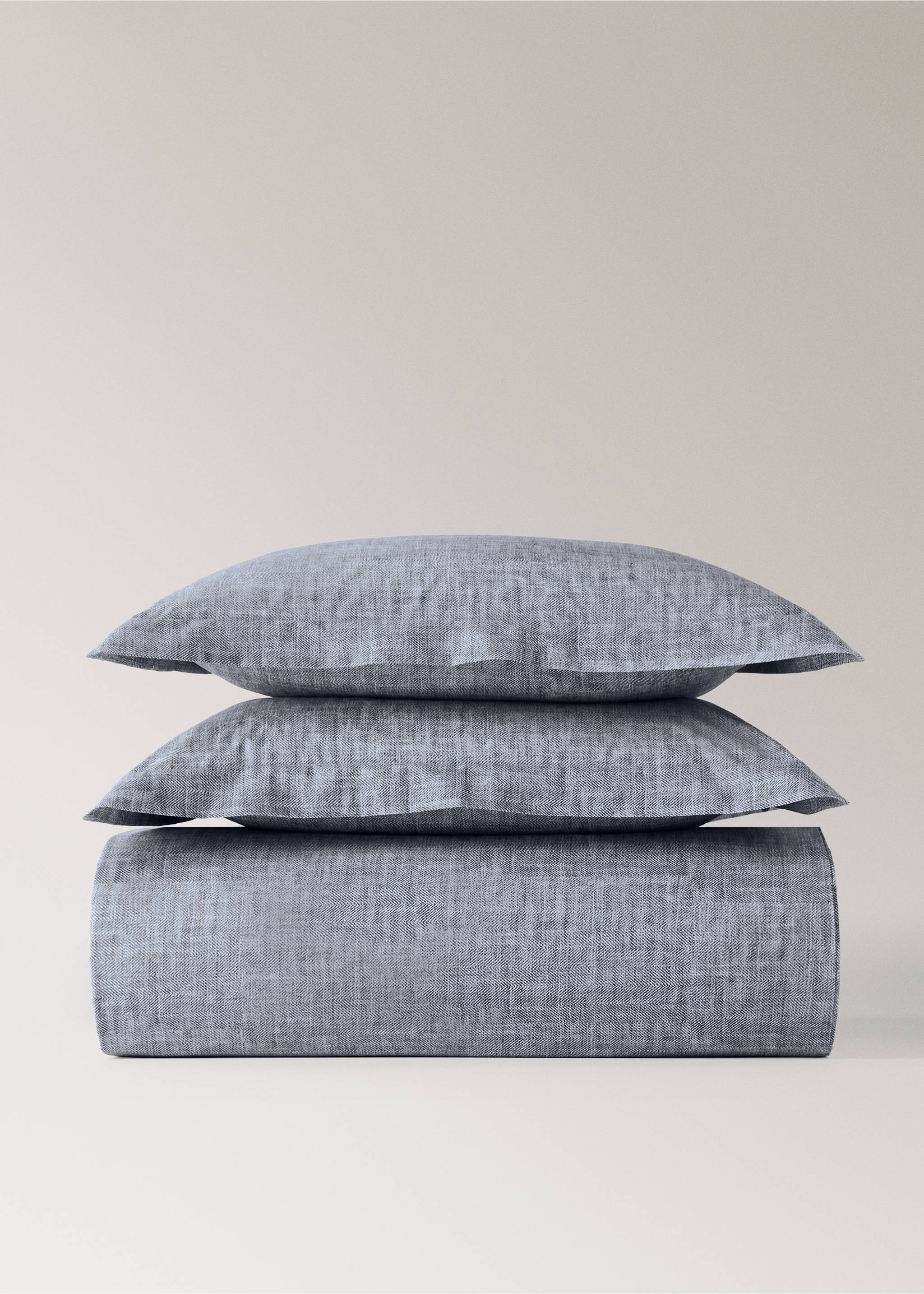 Housse de couette percale de coton 200 fils imprimé chevron lit 135/140 cm - Article sans modèle, Gris foncé. Ref: 17001583-00.