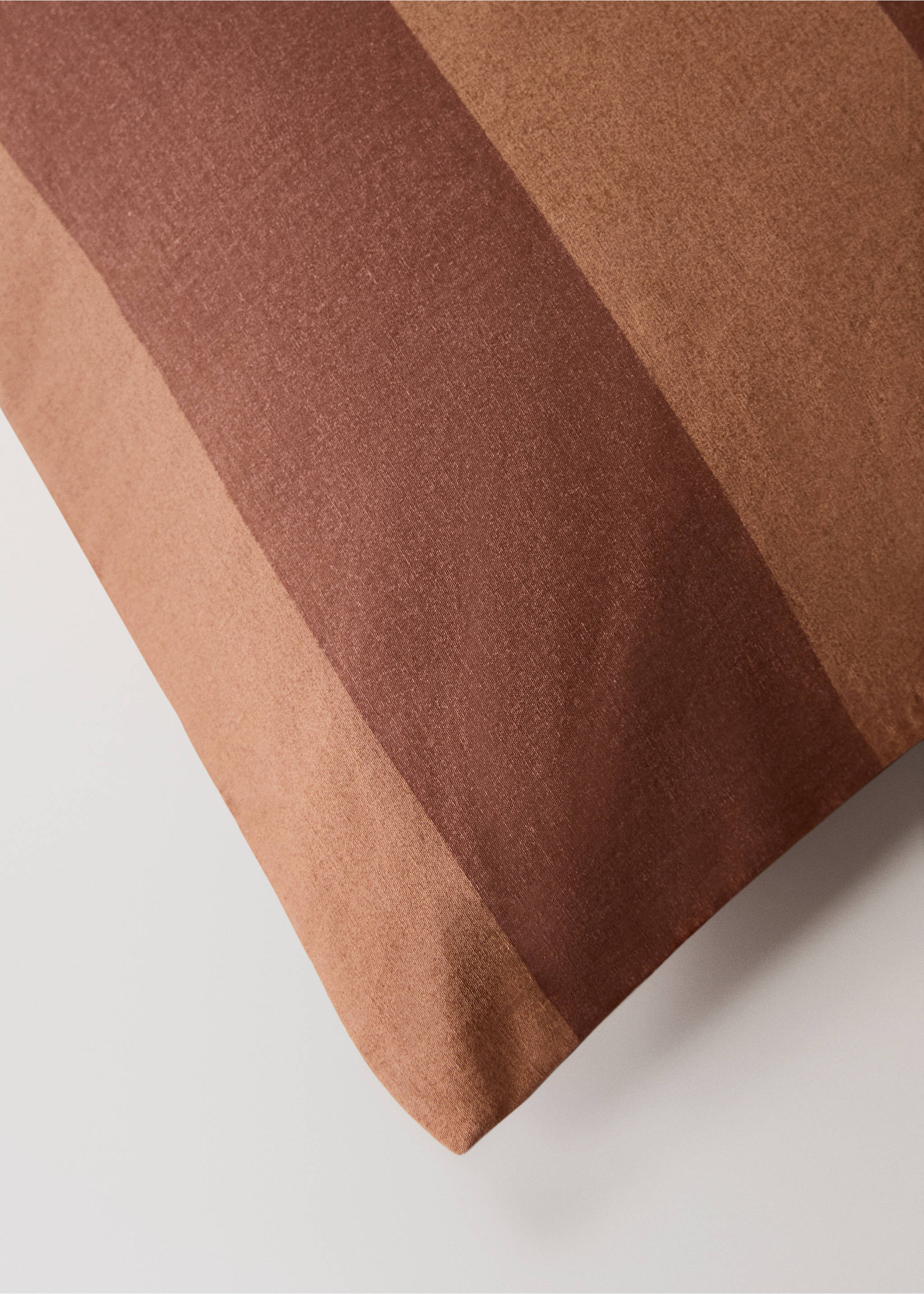 500 threads cotton percale striped duvet cover Single bed - Details of the article 3, Brown. Ref: 17001586-00.