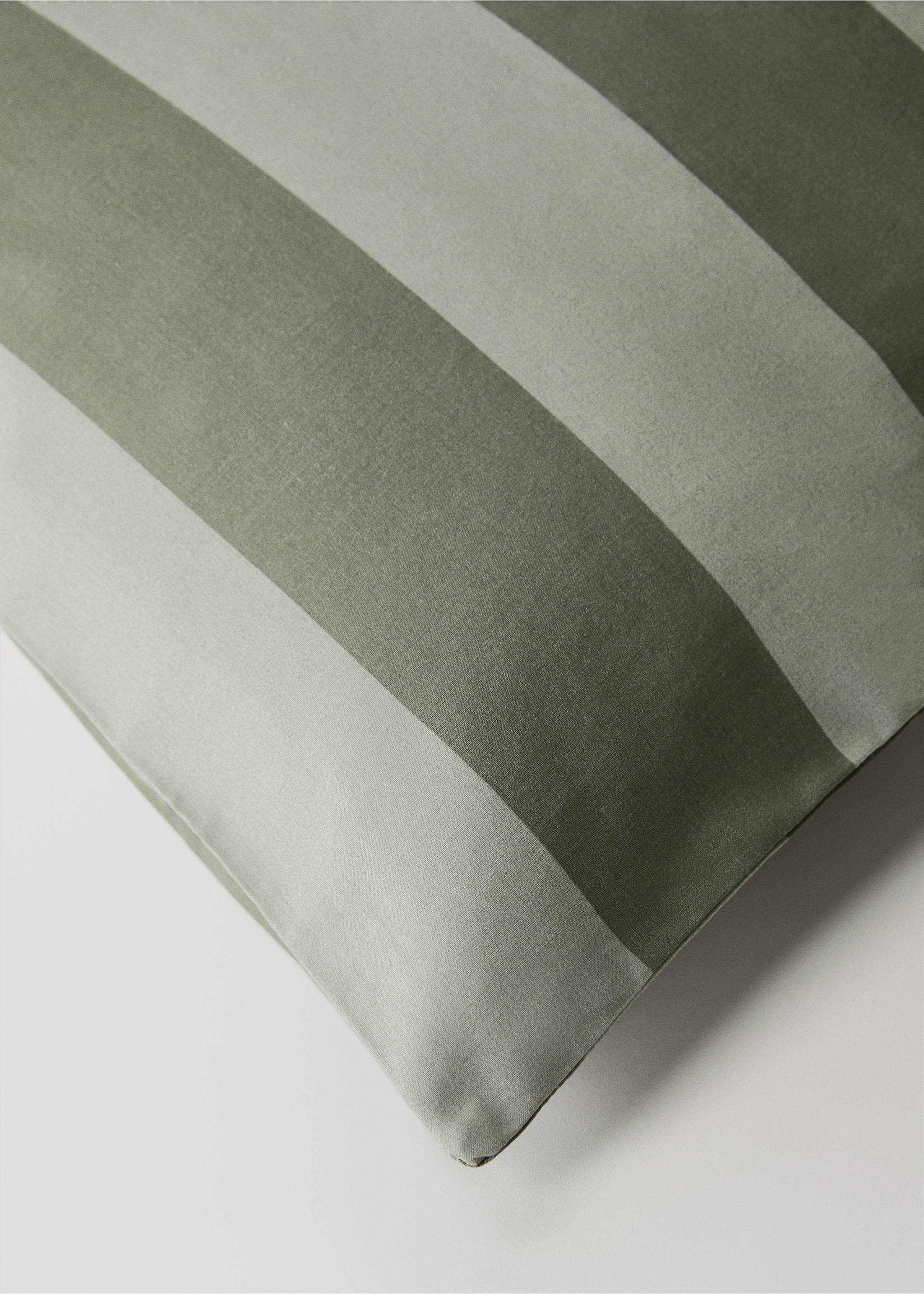 500 threads cotton percale striped duvet cover Single bed - Details of the article 3, Green. Ref: 17001586-00.
