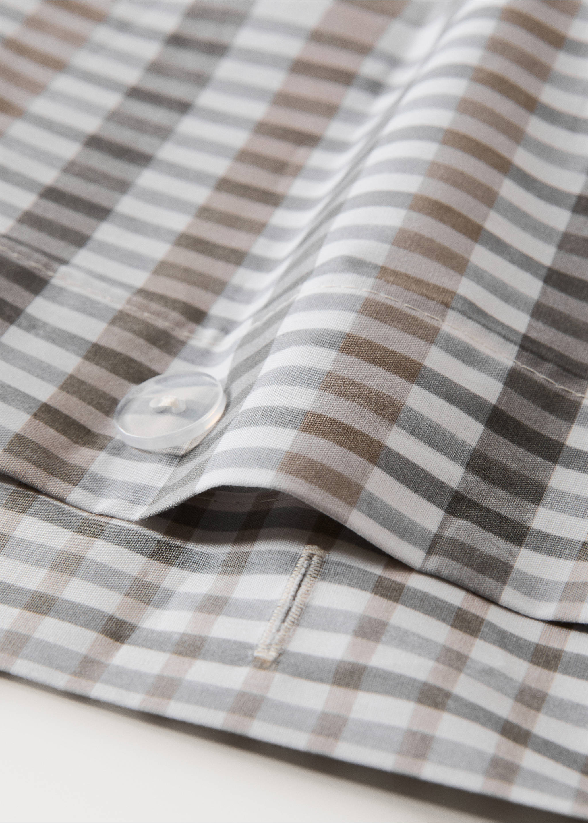 200-thread count percale cotton check-print duvet cover for 150/160 cm bed - Details of the article 1, Medium Brown. Ref: 17001592-00.