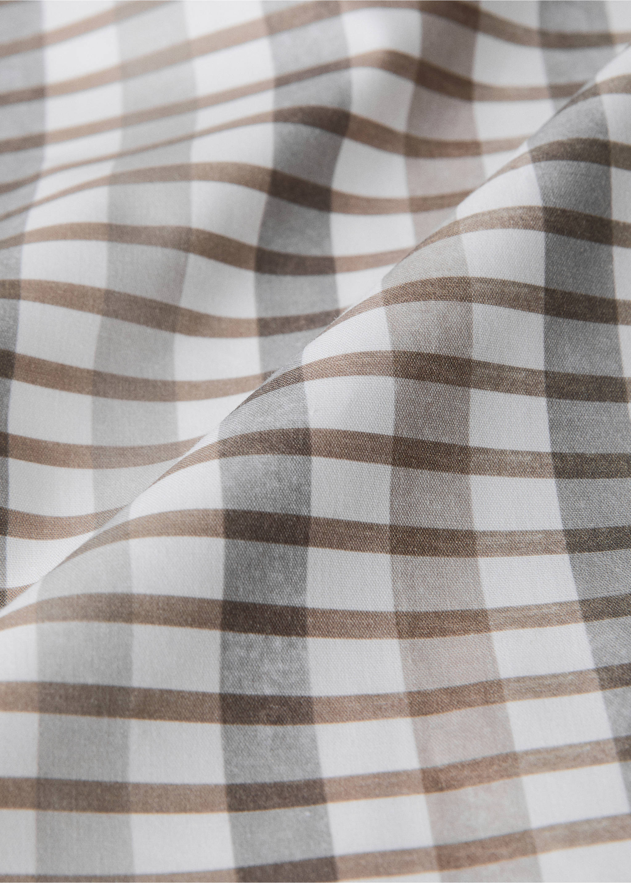 200-thread count percale cotton check-print duvet cover for 150/160 cm bed - Details of the article 2, Medium Brown. Ref: 17001592-00.