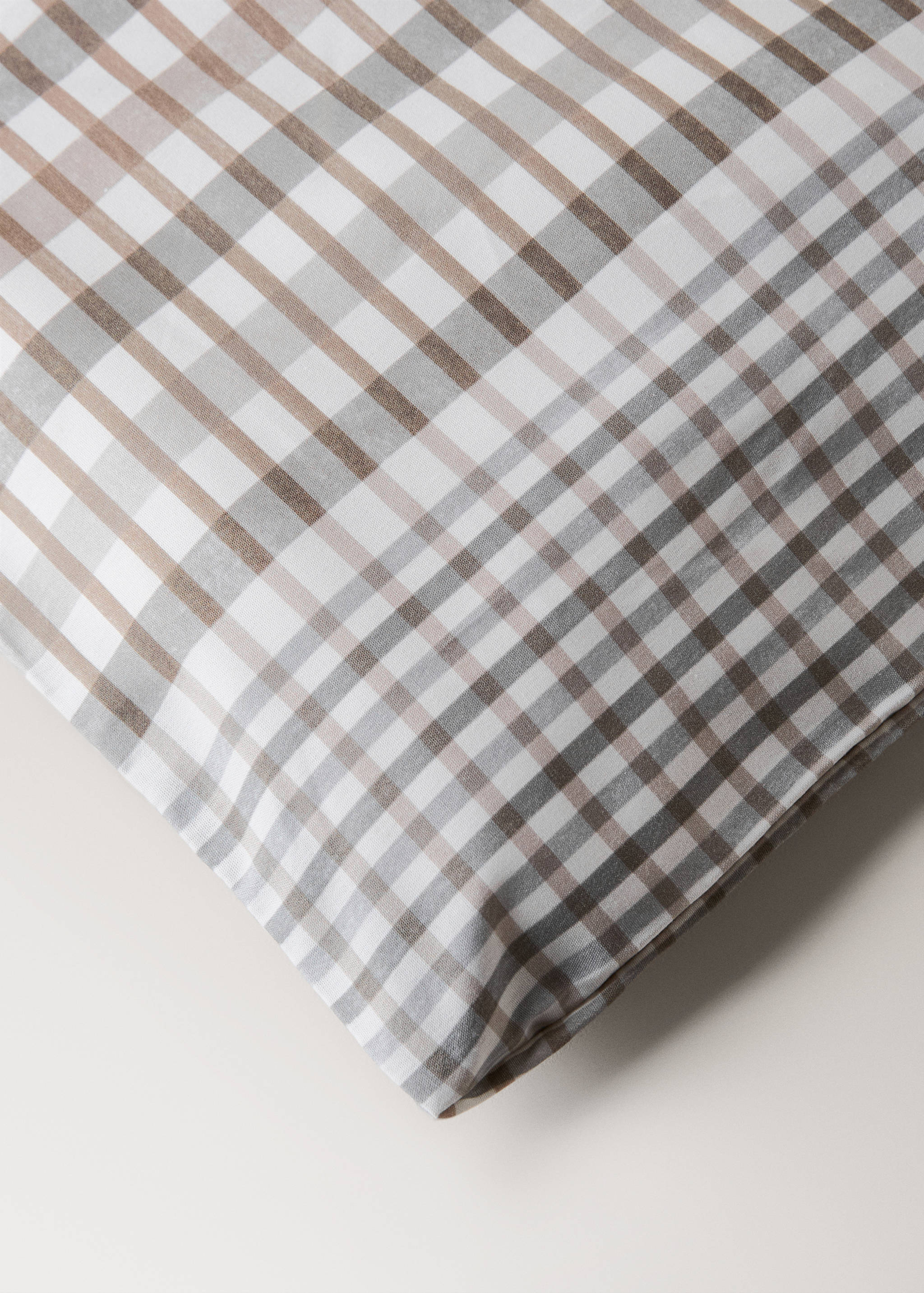 200-thread count percale cotton check-print duvet cover for 150/160 cm bed - Details of the article 3