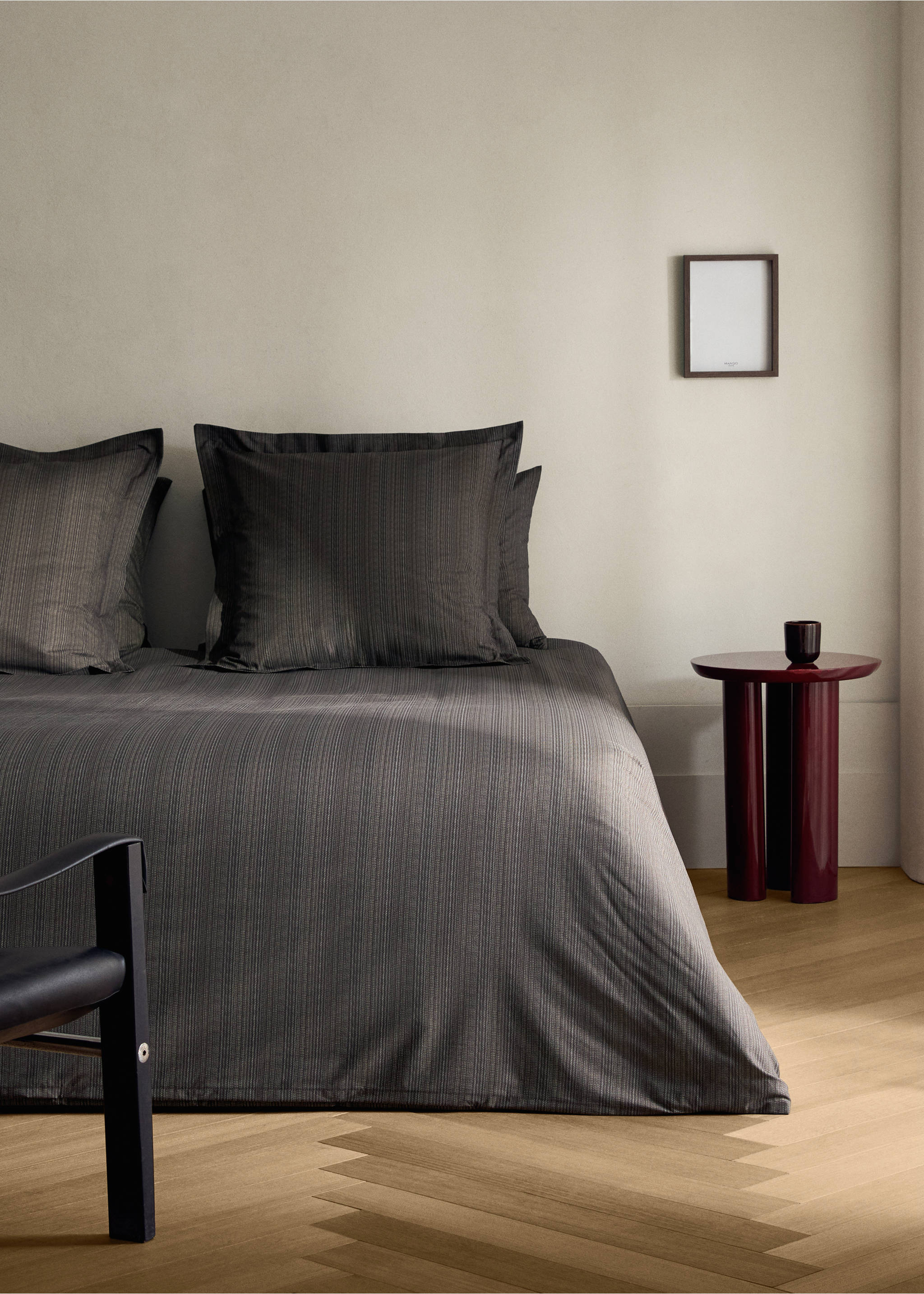 Bettbezug aus Baumwollperkal mit Schneiderdruck für ein 90 cm Bett - Allgemeine Ansicht, Schokolade. Ref: 17001598-00.
