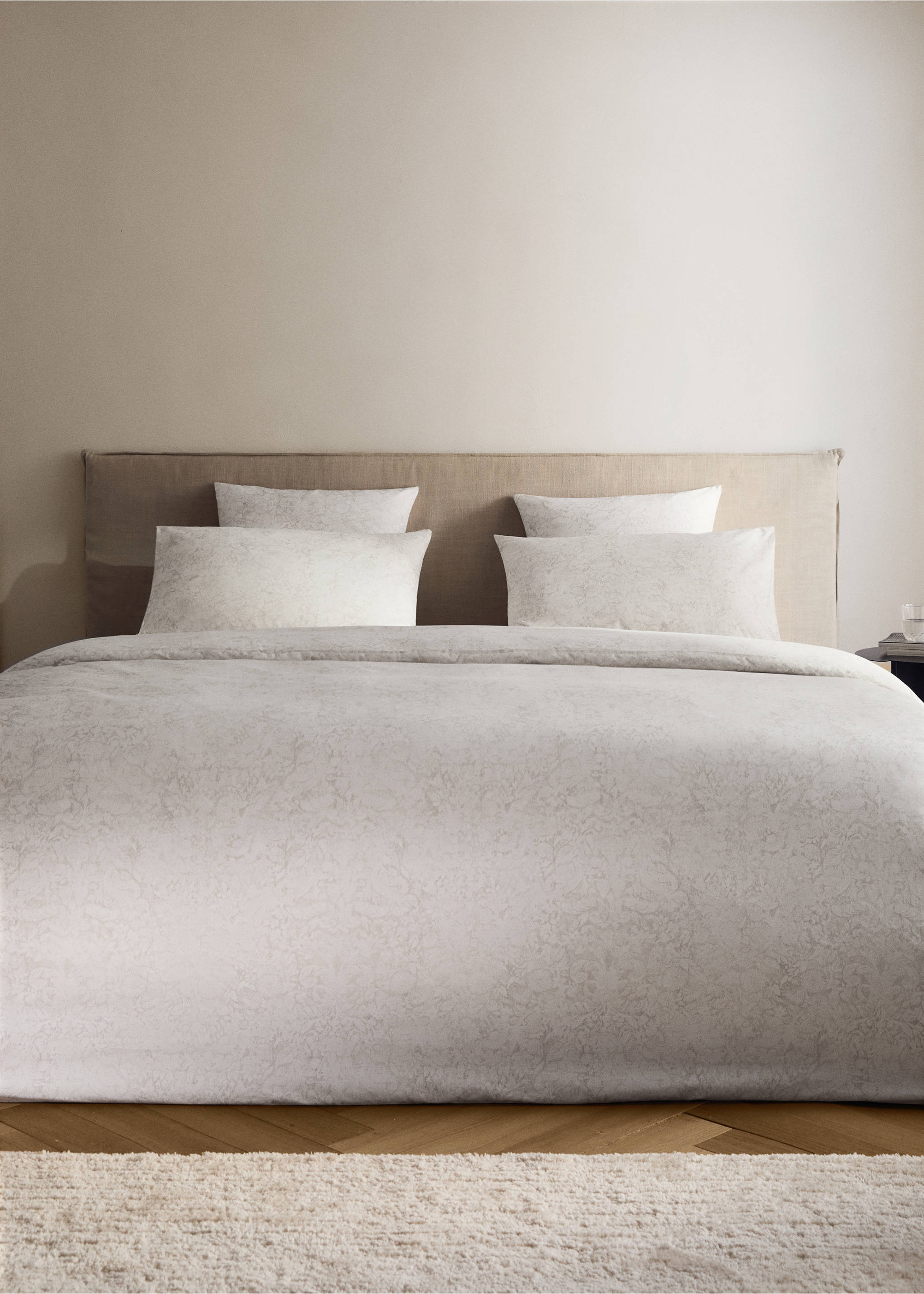 Percale cotton duvet cover with a blurred floral print for 180/200 cm bed - General plane, Beige. Ref: 17001605-00.