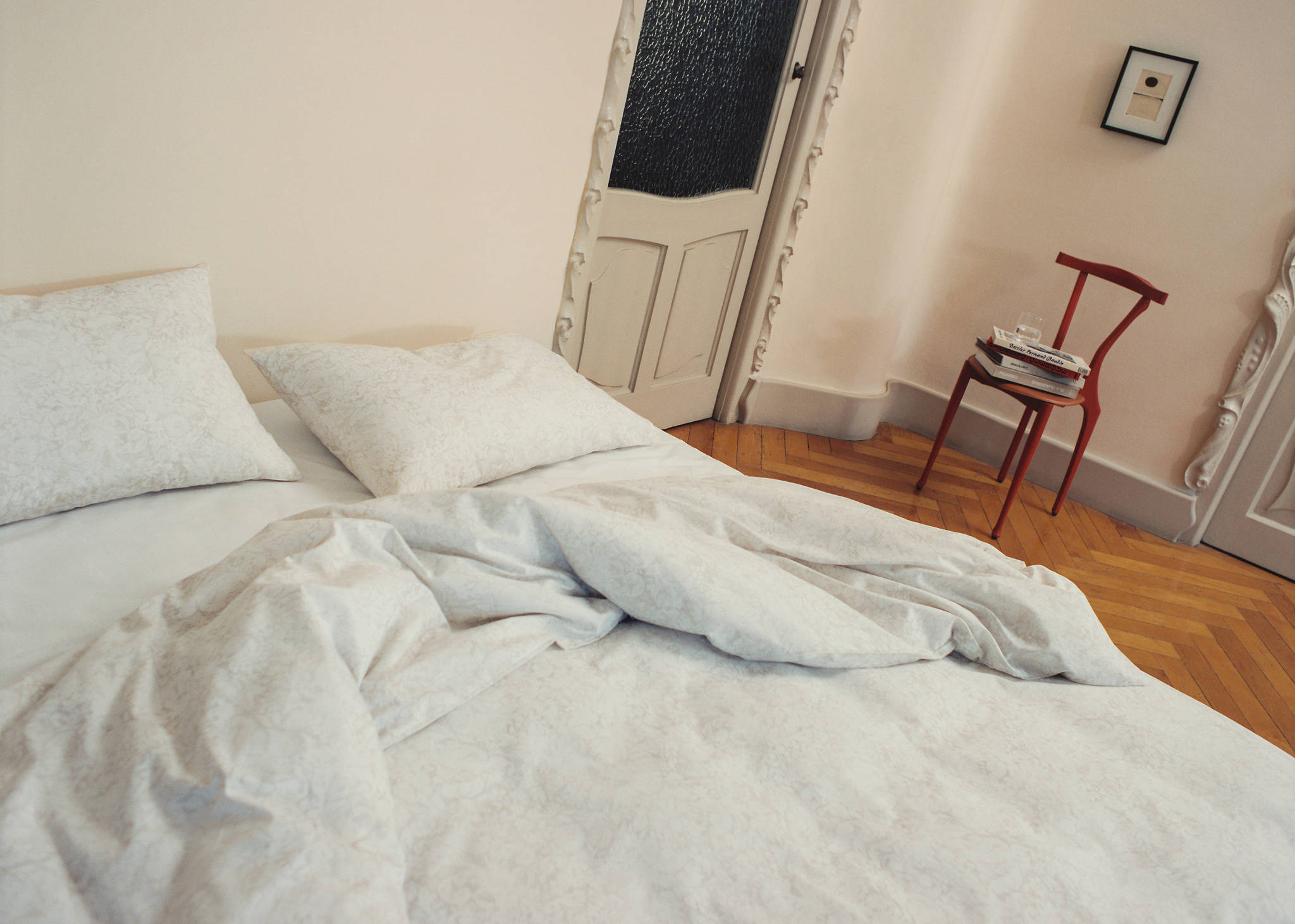 Percale cotton duvet cover with a blurred floral print for 180/200 cm bed - Panoramic plane