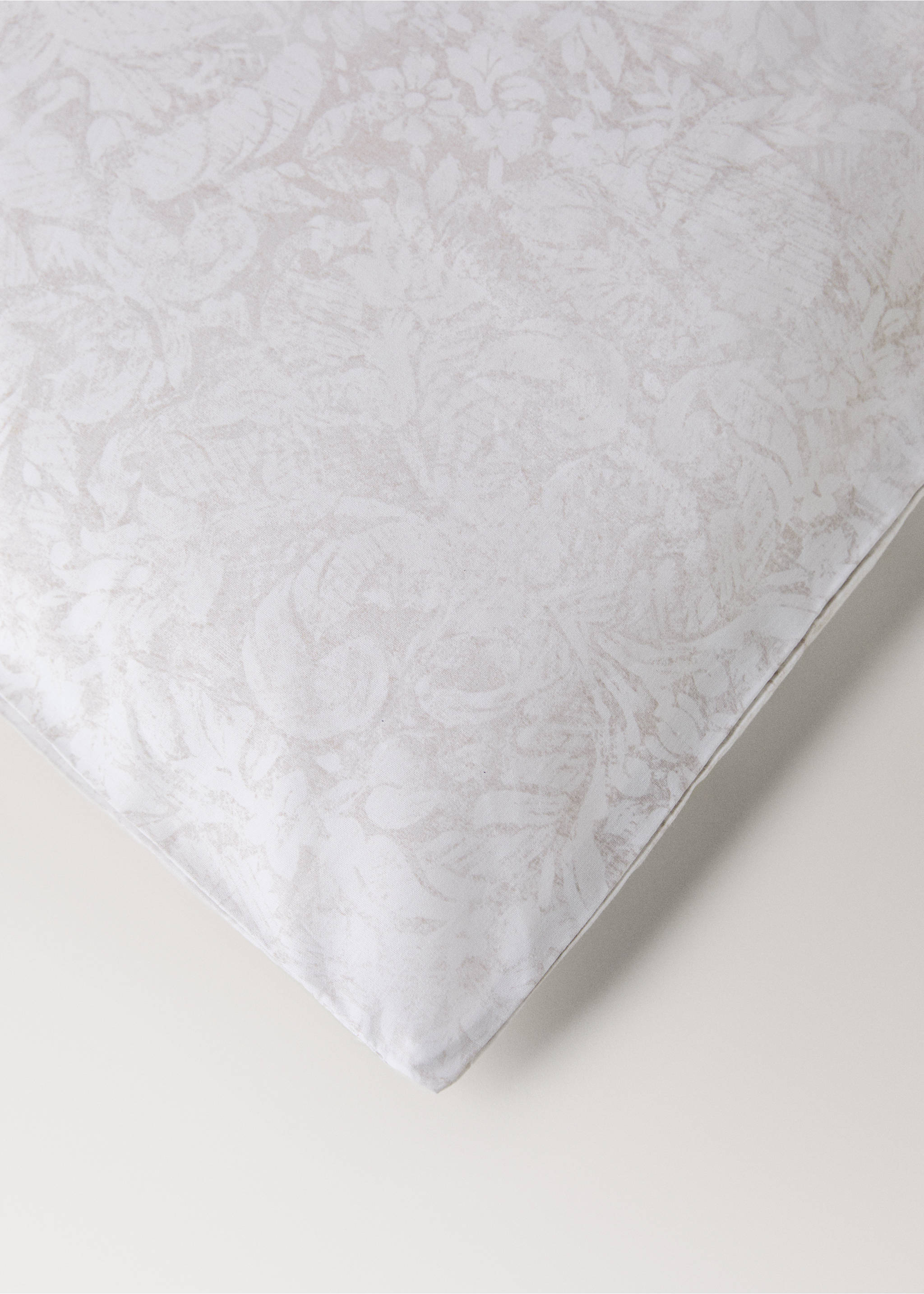 Percale cotton duvet cover with a blurred floral print for 180/200 cm bed - Details of the article 3, Beige. Ref: 17001605-00.