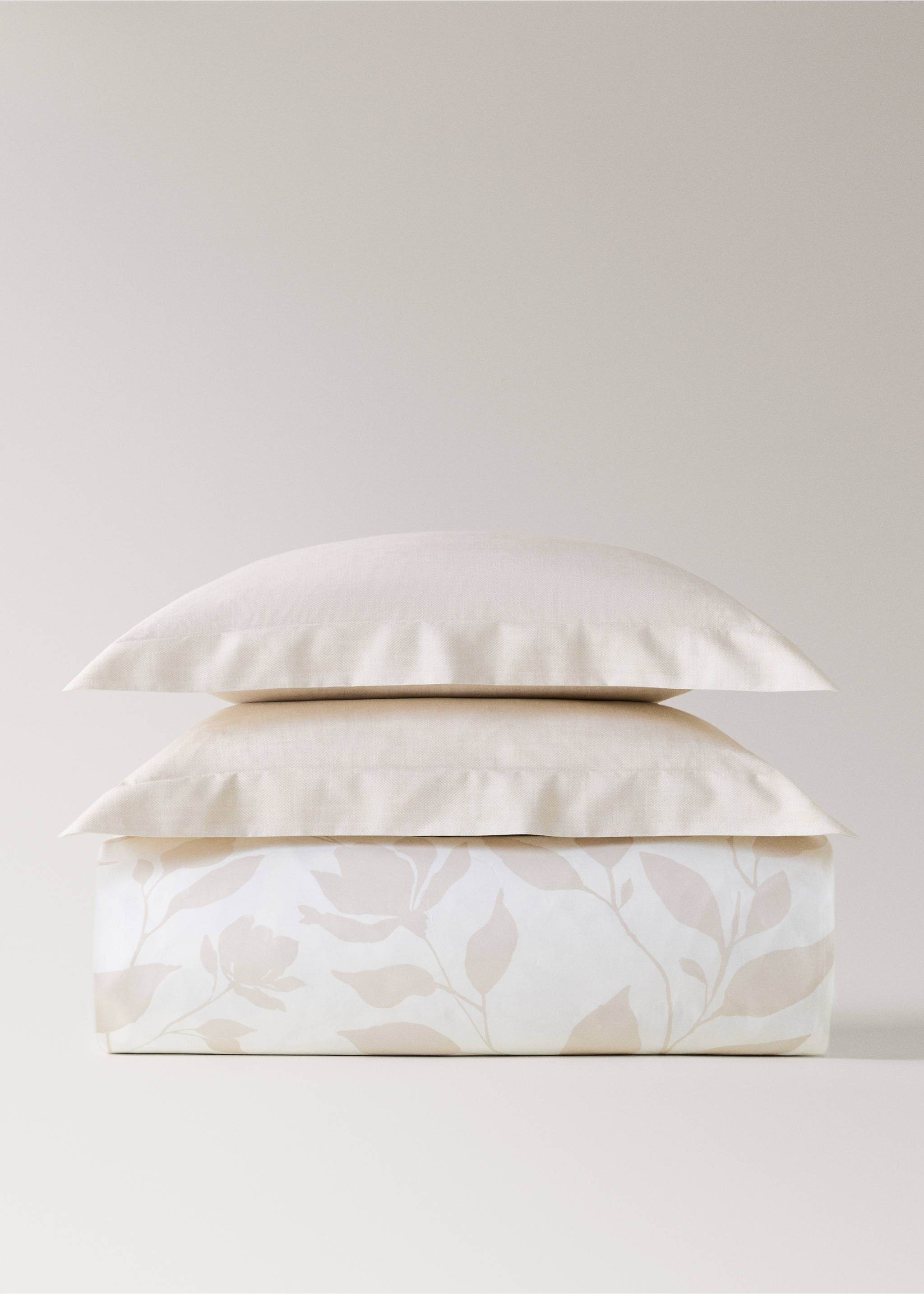 200-thread count percale cotton floral-print duvet cover for 180/200 cm bed - Article without model, Vanilla. Ref: 17001610-00.