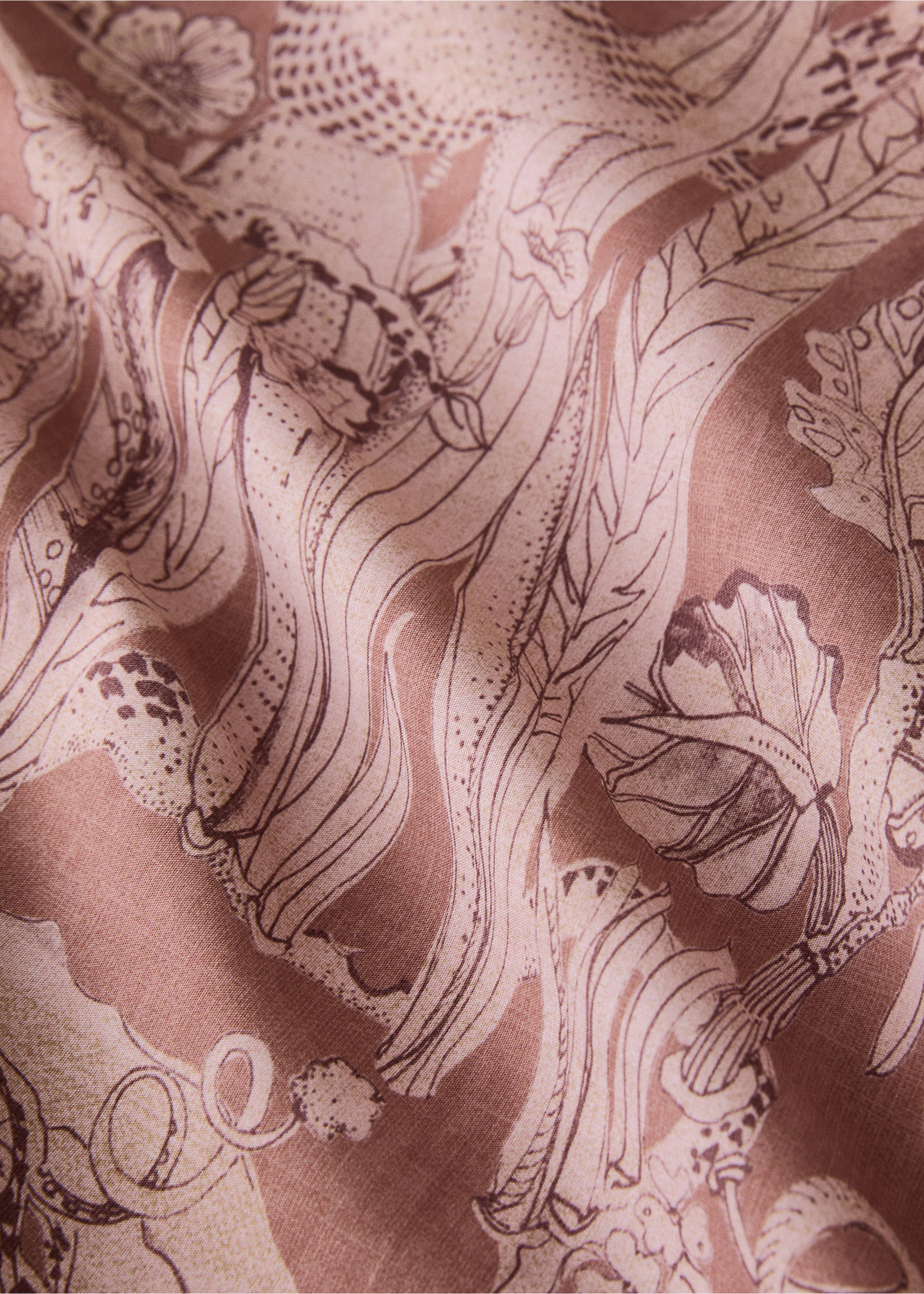 Percale cotton floral-print duvet cover for 90 cm bed - Details of the article 2, Medium Brown. Ref: 17001622-00.