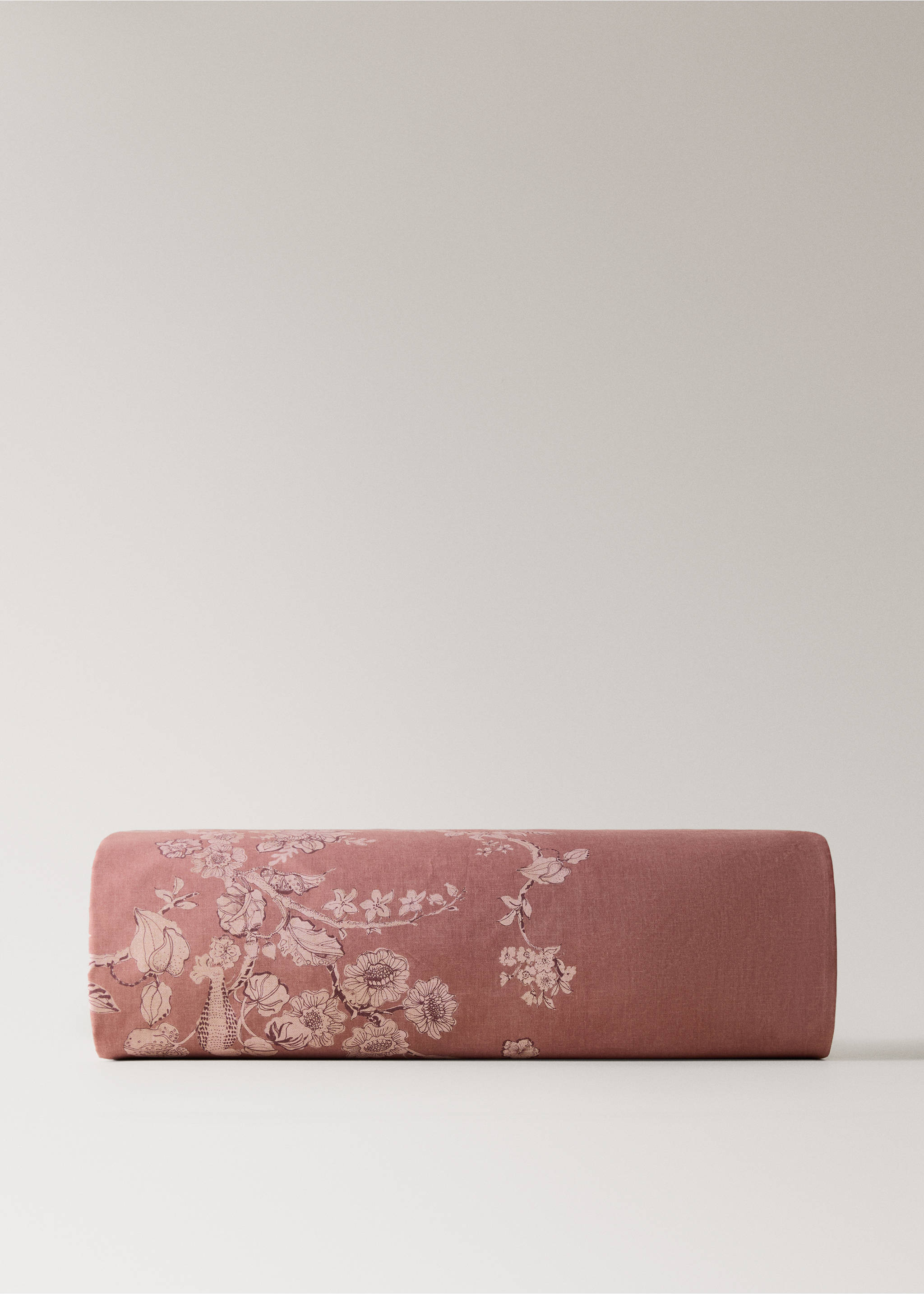 Percale cotton floral-print duvet cover for 90 cm bed - Article without model, Medium Brown. Ref: 17001622-00.