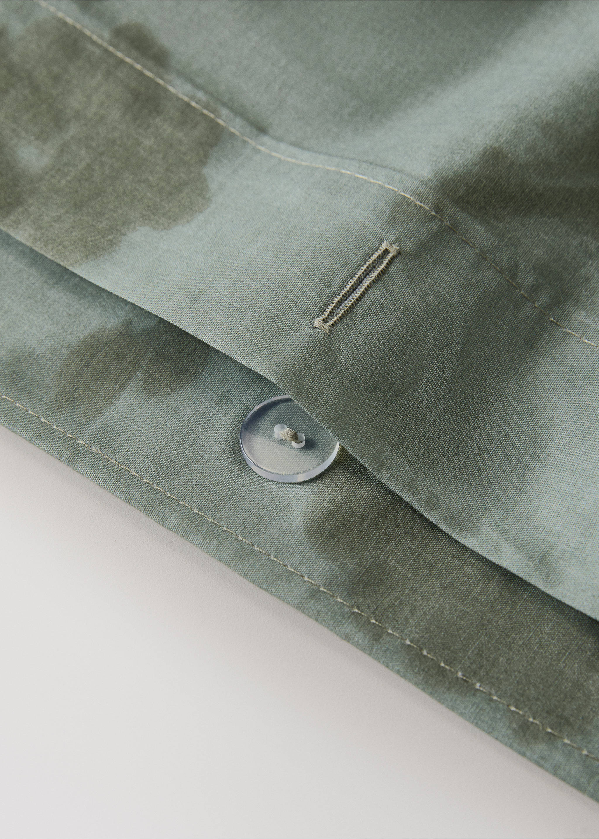 200-thread count percale cotton duvet cover with blurred floral print for 90 cm bed - Details of the article 1, Aqua Green. Ref: 17001626-00.