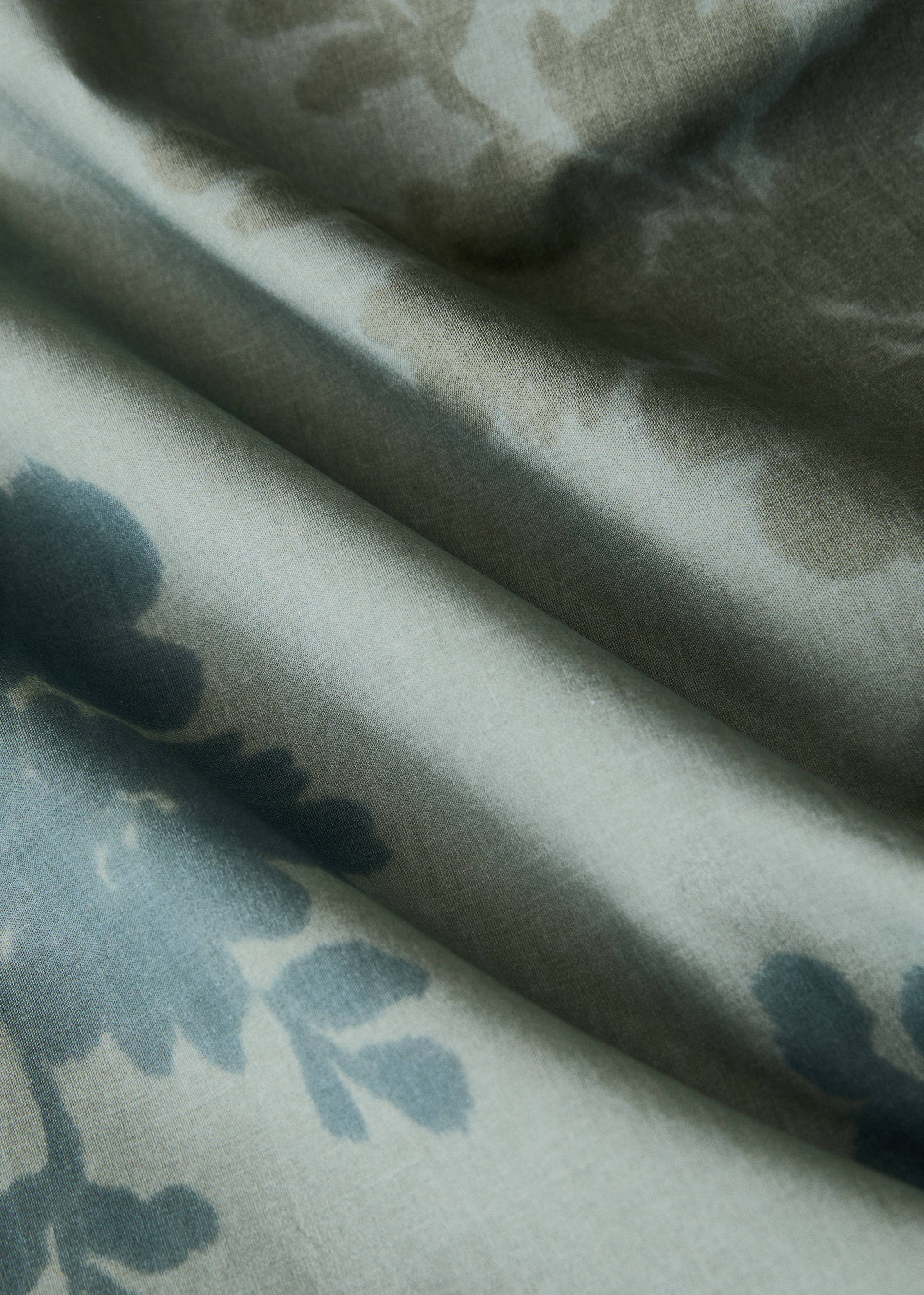 200-thread count percale cotton duvet cover with blurred floral print for 90 cm bed - Details of the article 2, Aqua Green. Ref: 17001626-00.
