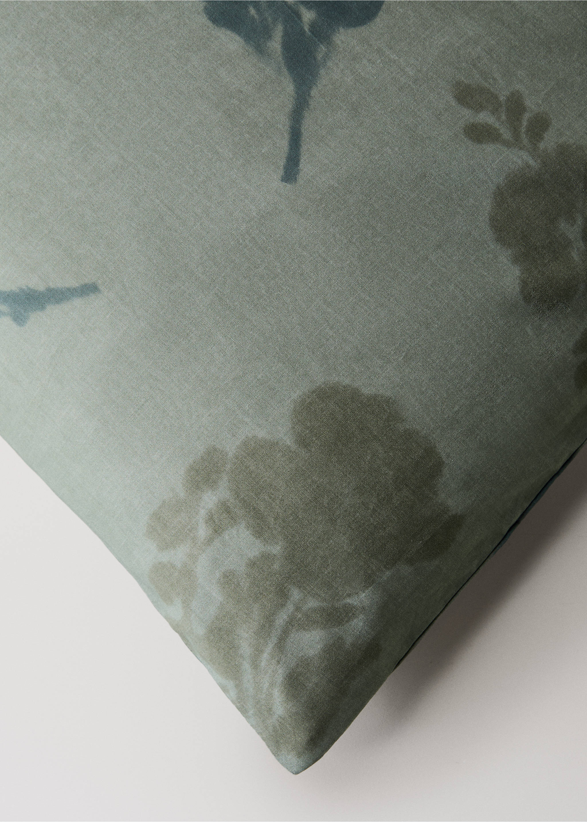 200-thread count percale cotton duvet cover with blurred floral print for 90 cm bed - Details of the article 3, Aqua Green. Ref: 17001626-00.