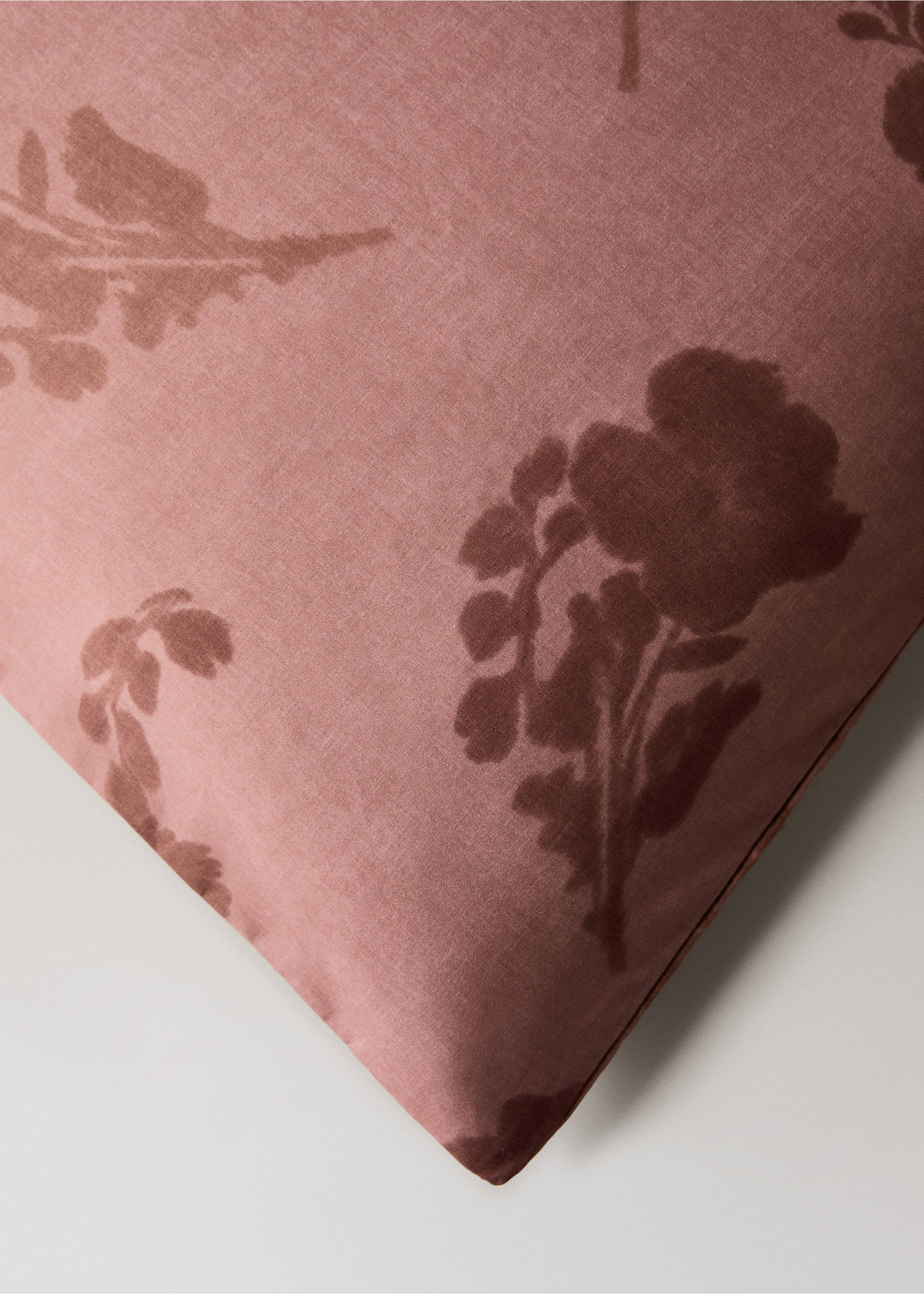 200-thread count percale cotton duvet cover with blurred floral print for 90 cm bed - Details of the article 3, Medium Pink. Ref: 17001626-00.
