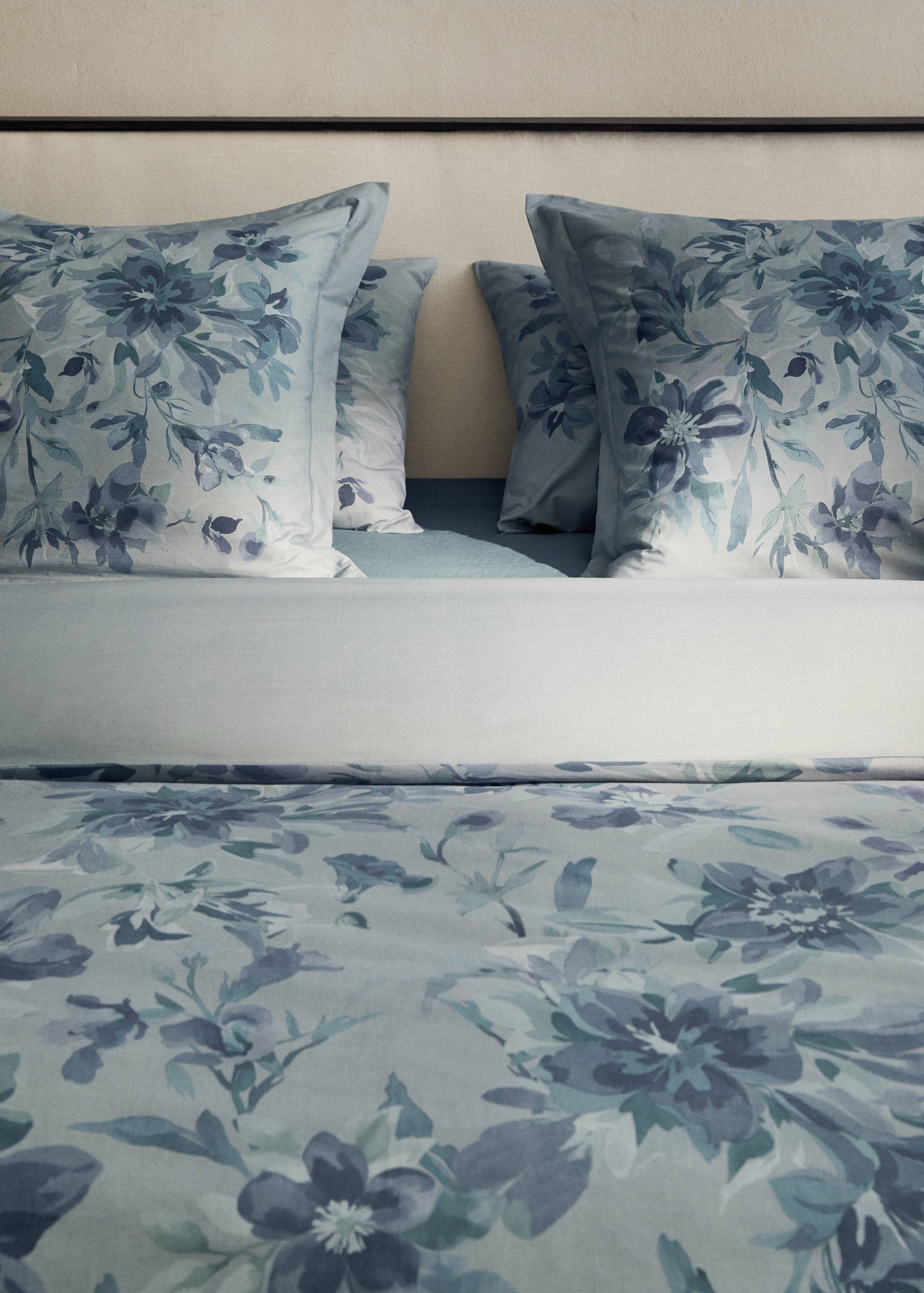 Housse de couette percale de coton imprimé fleur aquarelle lit 90 cm - Détail de l'article 7