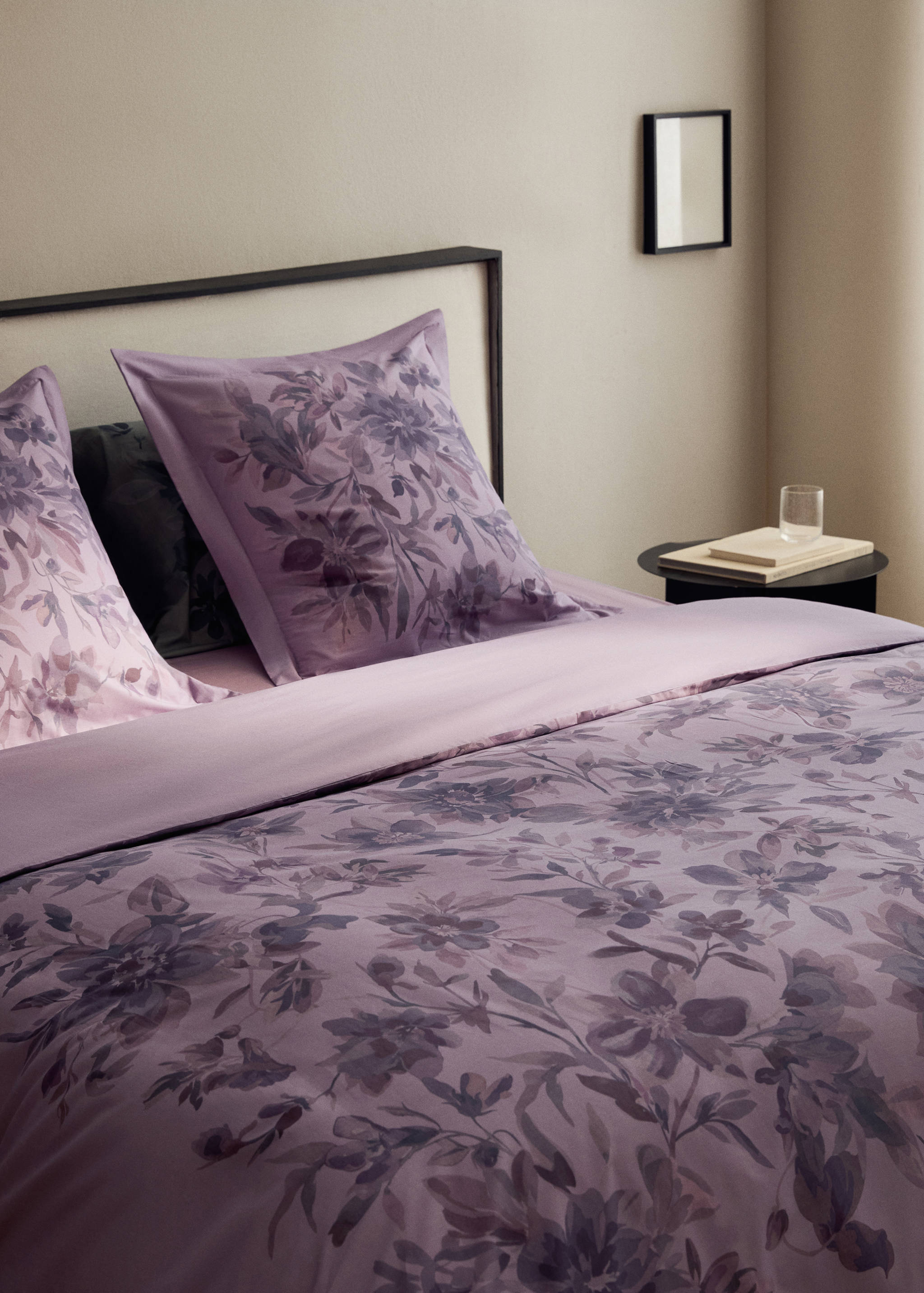 Percale cotton watercolour floral-print duvet cover for 150/160 cm bed - Details of the article 7