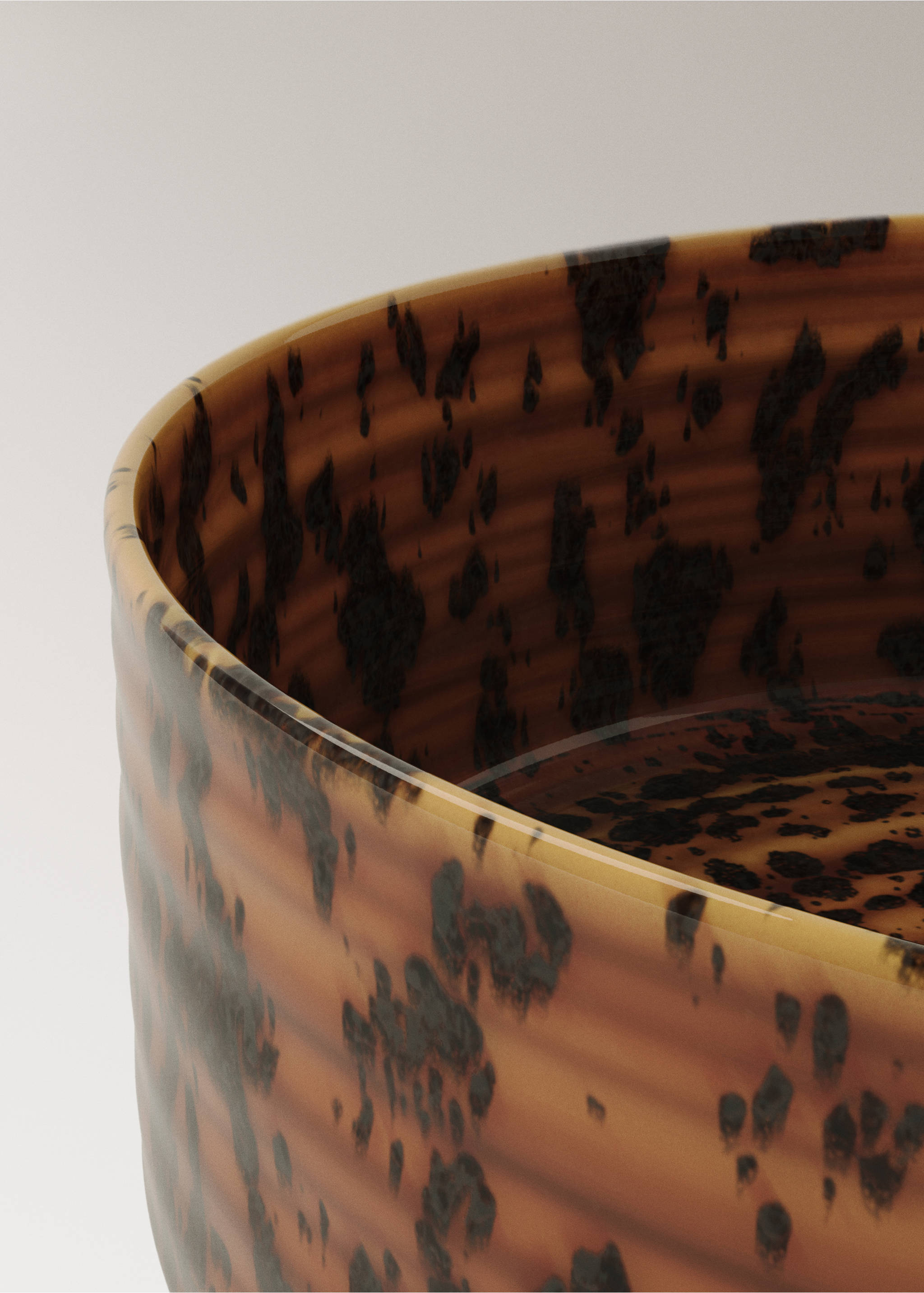 Large reactive glaze gres bowl - Details of the article 3, Brown. Ref: 17002037-00.