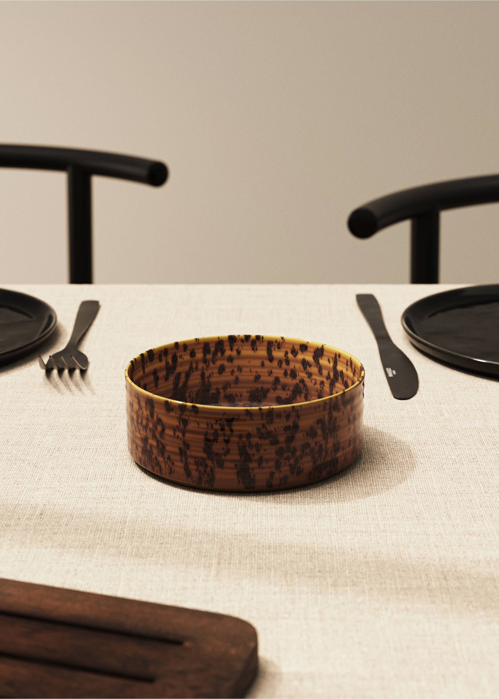 Small reactive stoneware bowl - General plane, Brown. Ref: 17002038-00.