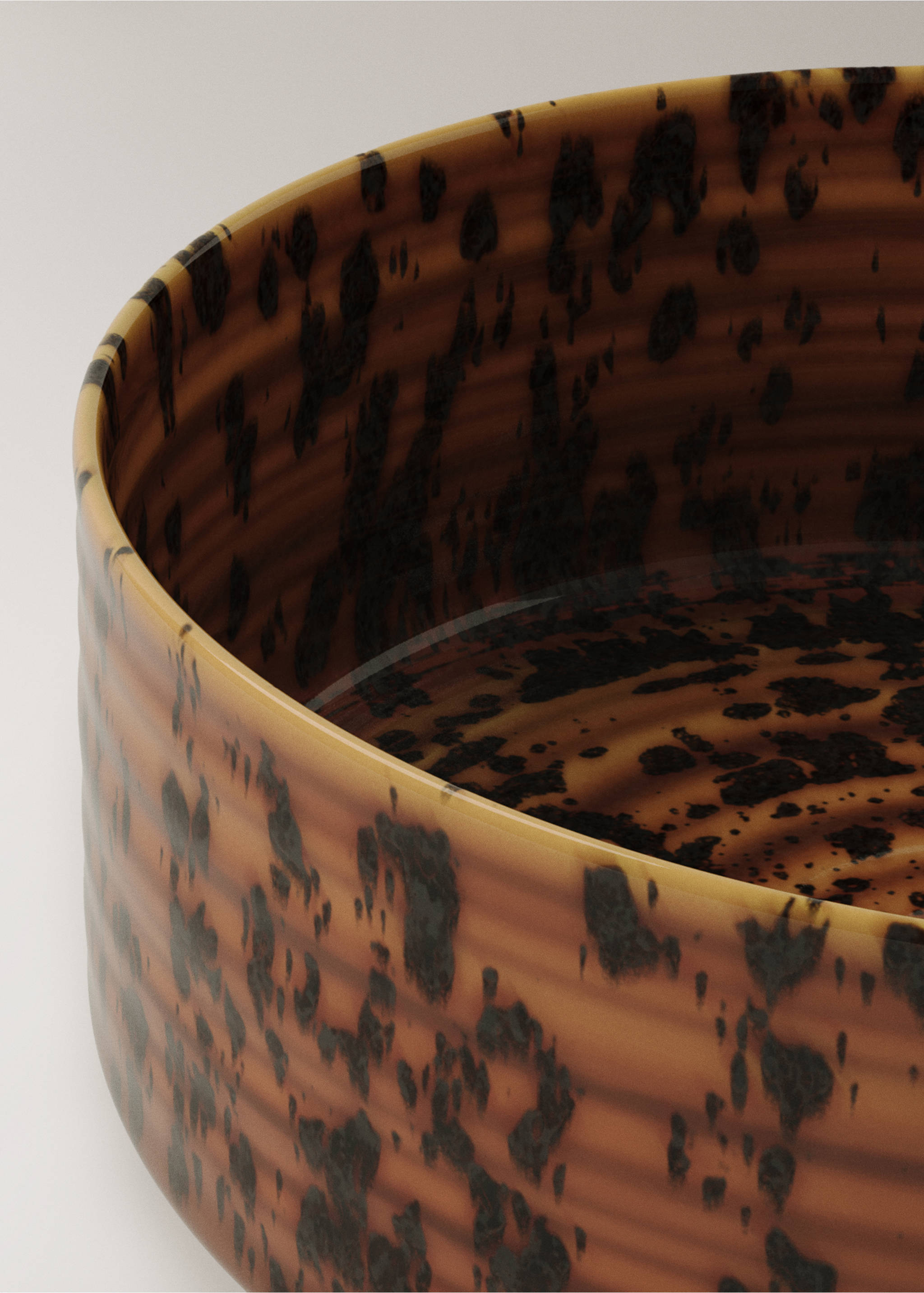 Small reactive stoneware bowl - Details of the article 3, Brown. Ref: 17002038-00.