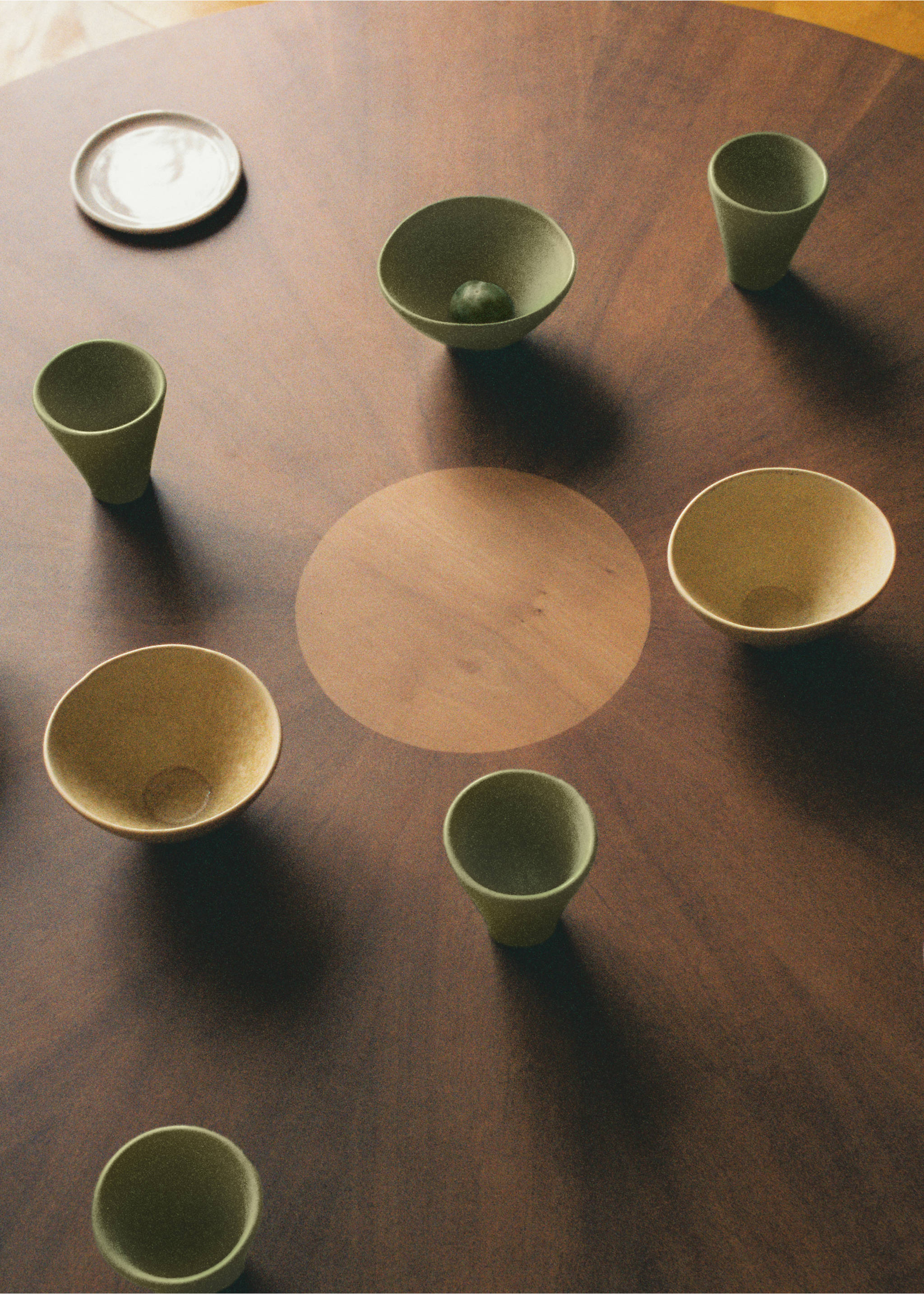 Small organic stoneware bowl - Details of the article 6, Green. Ref: 17002046-00.