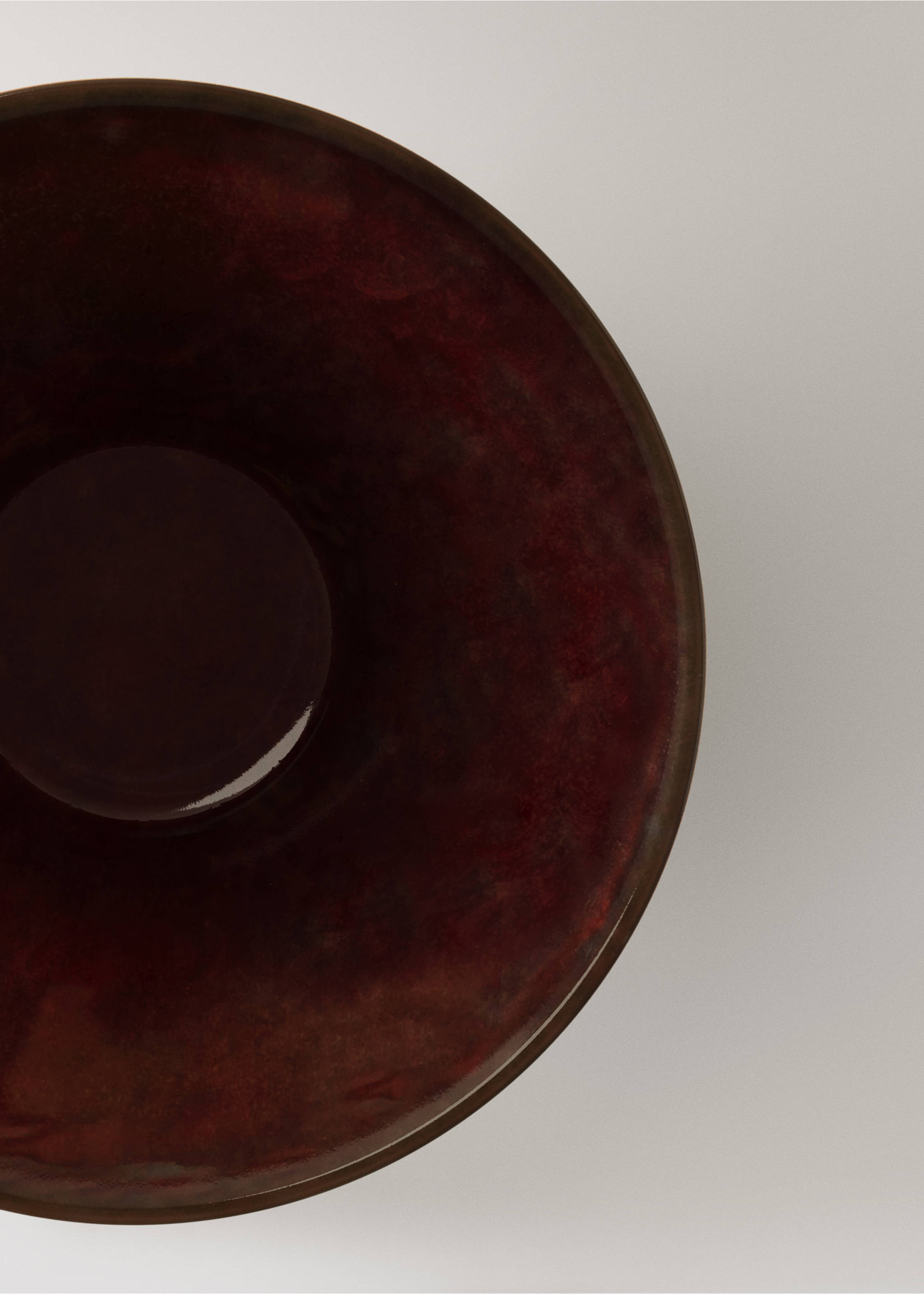 Two-tone stoneware bowl - Details of the article 1, Brown. Ref: 17002047-00.