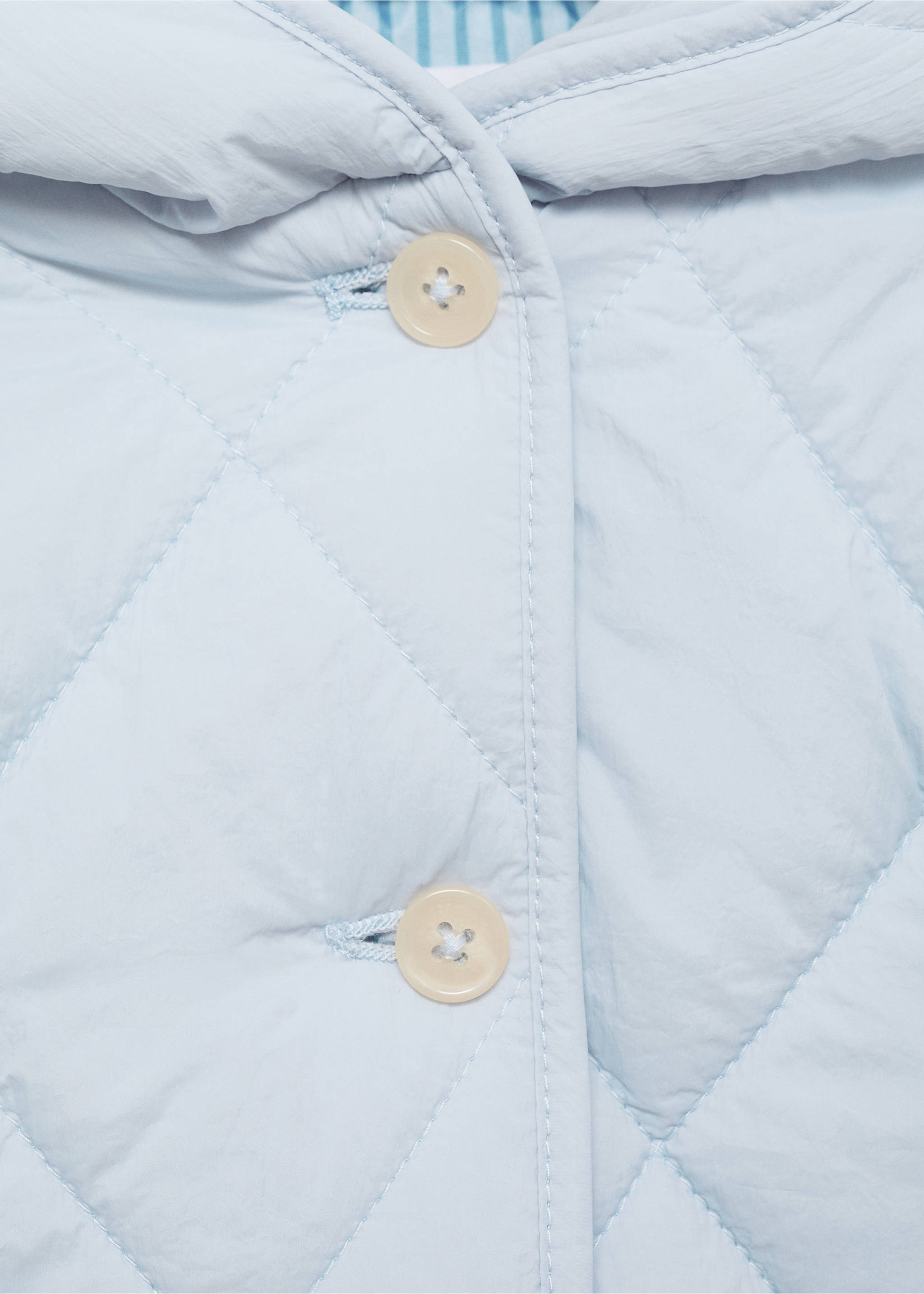 Hood puffer coat - Details of the article 8, Sky Blue. Ref: 17002534-00.