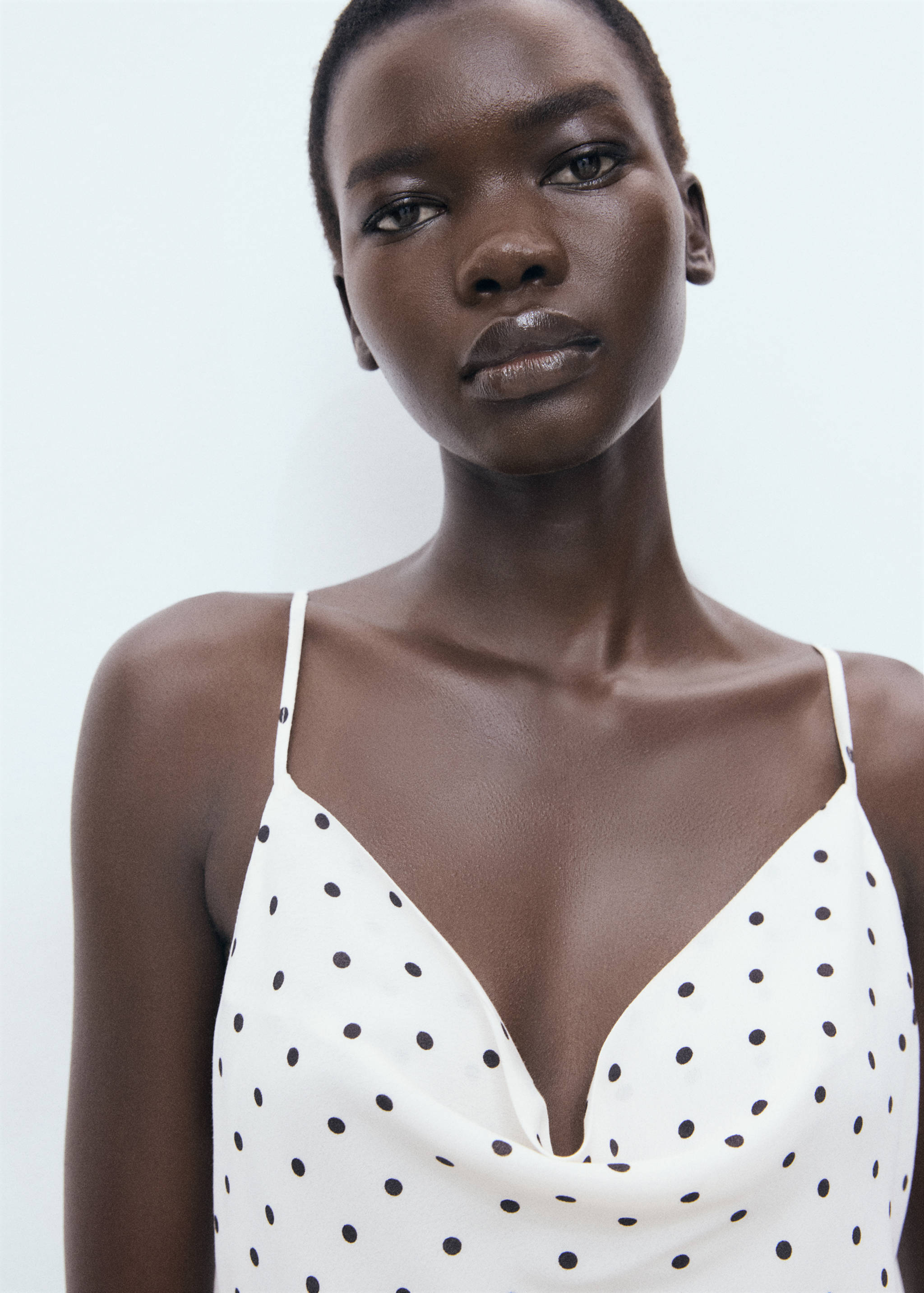 Midi-dress with draped neckline - Details of the article 1