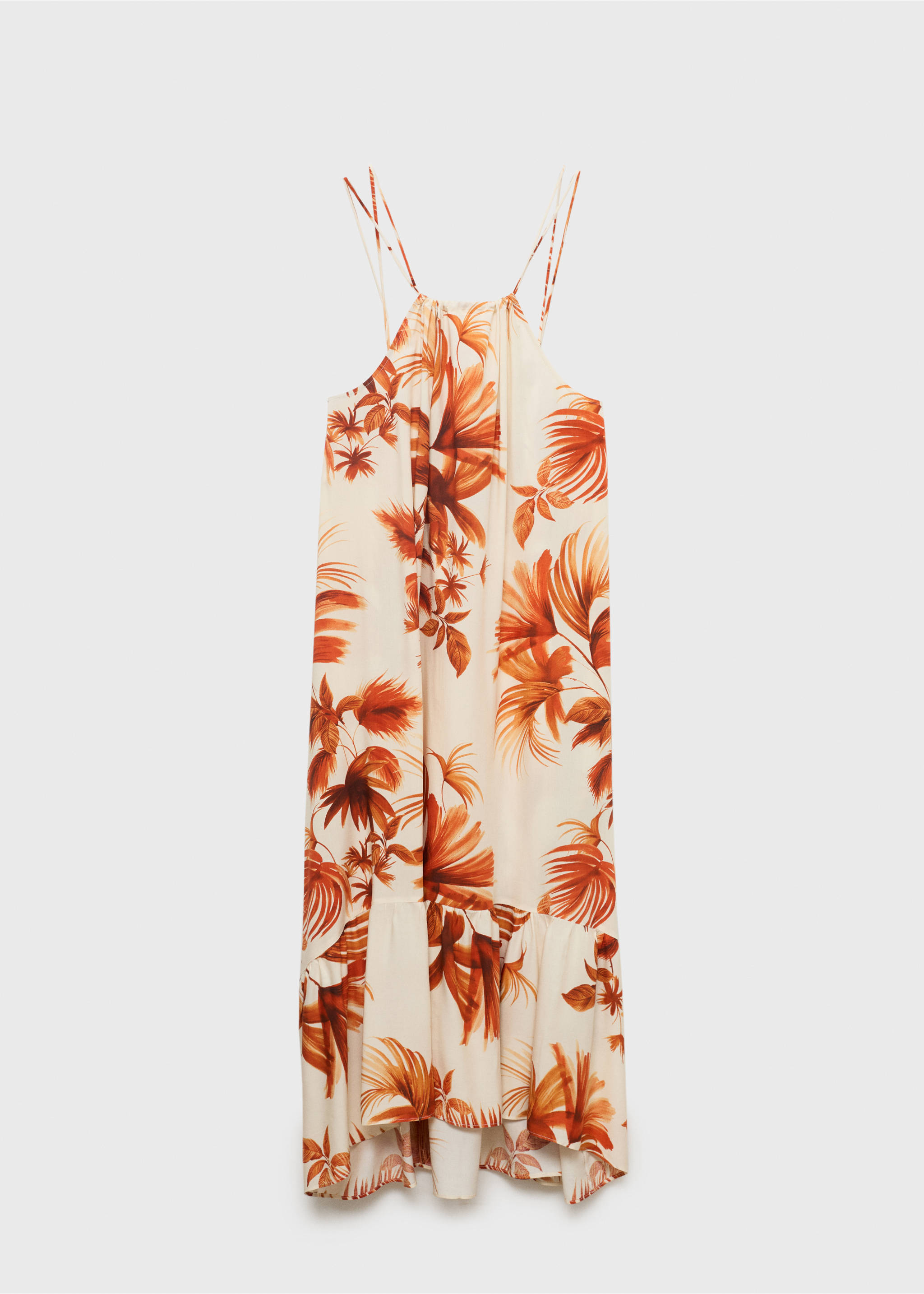 Halterjurk met palmboomprint - Artikel zonder model, Bruin. Ref: 17002543-00.
