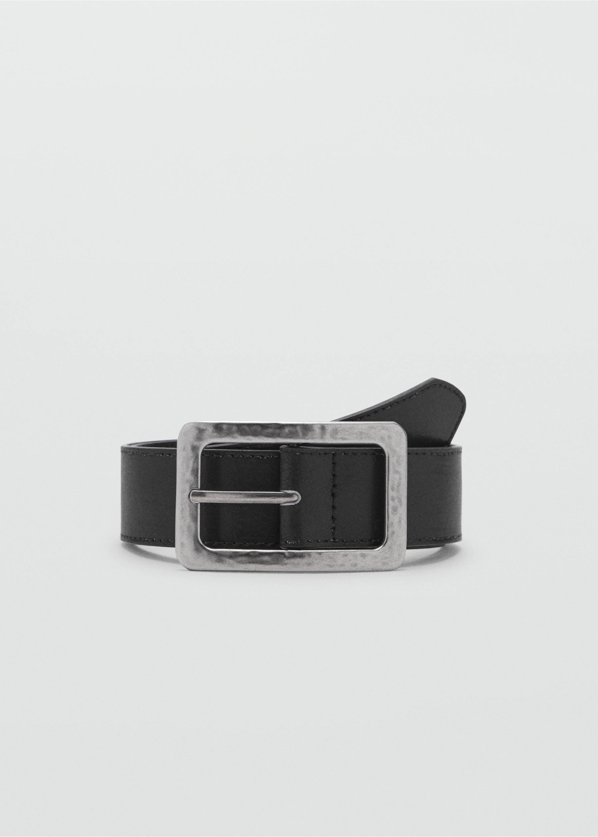 Textured square buckle belt - Article without model, Black. Ref: 17002548-00.
