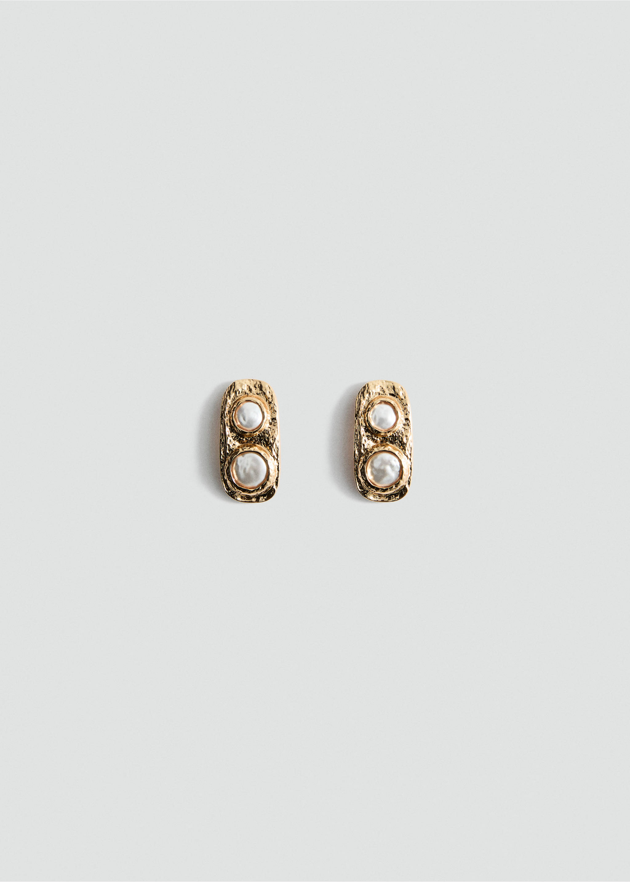 Combined textured earrings - Article without model, Gold. Ref: 17002550-00.
