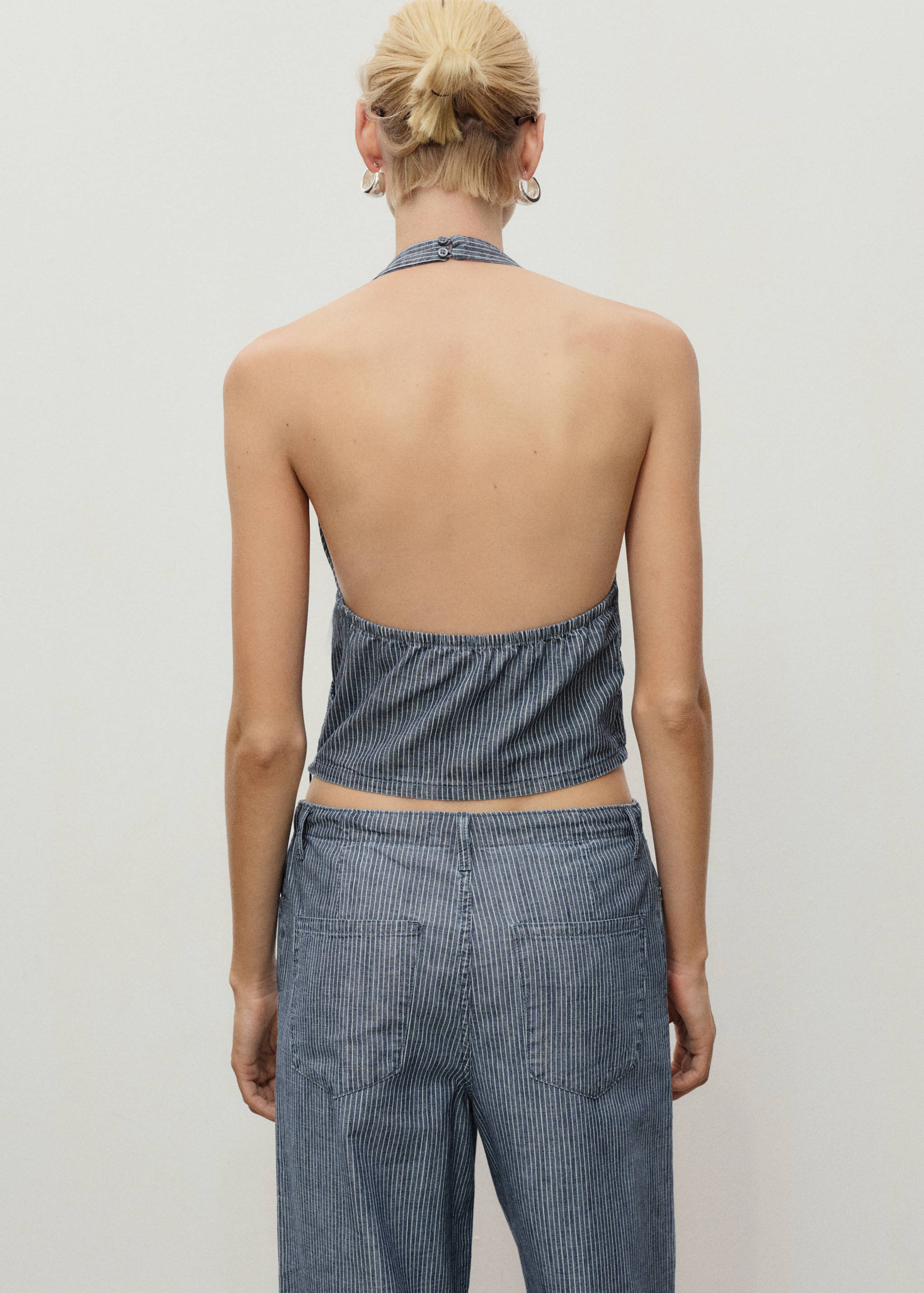 Striped crossover denim top - Reverse of the article