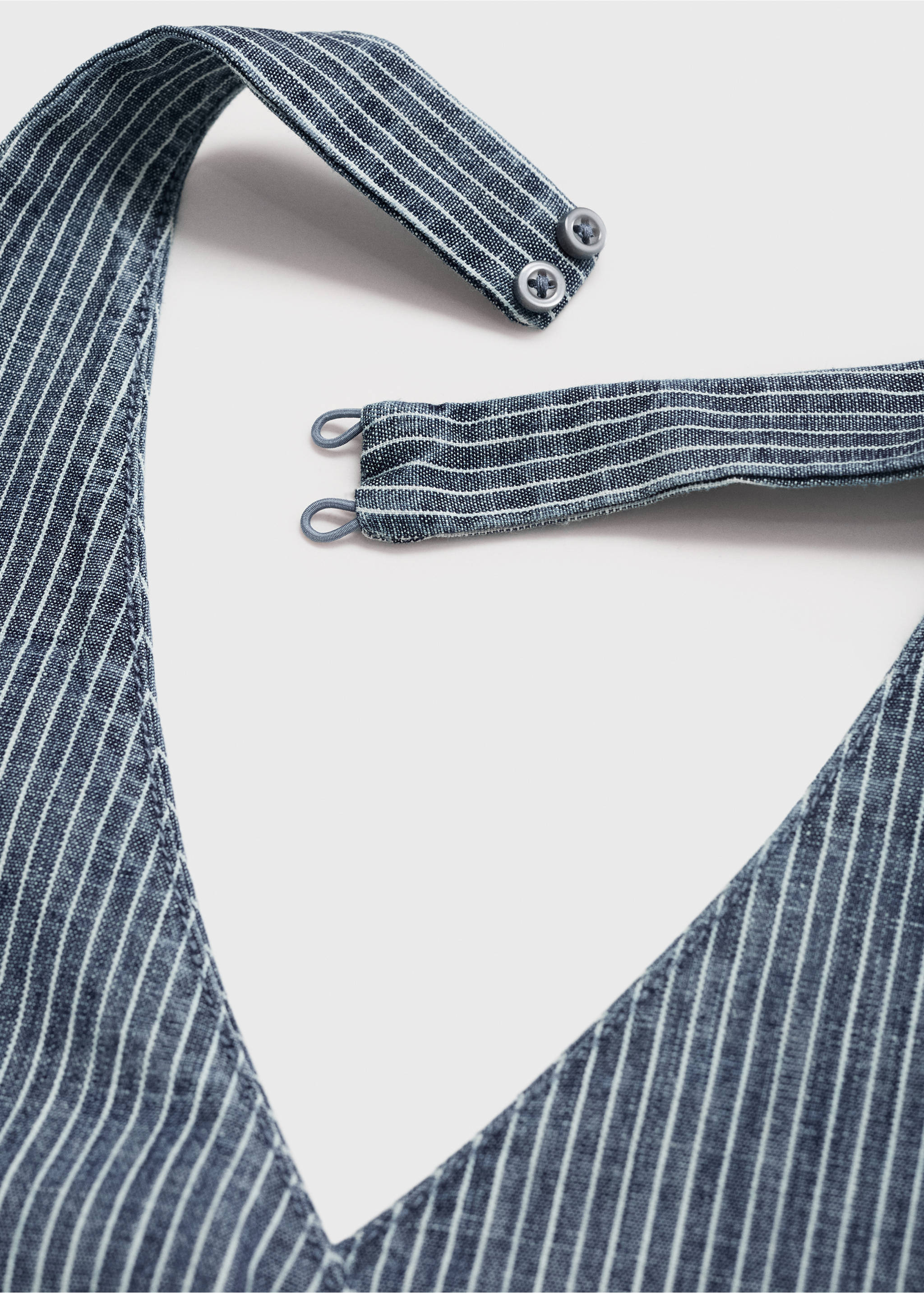 Striped crossover denim top - Details of the article 8, Blue. Ref: 17002903-00.