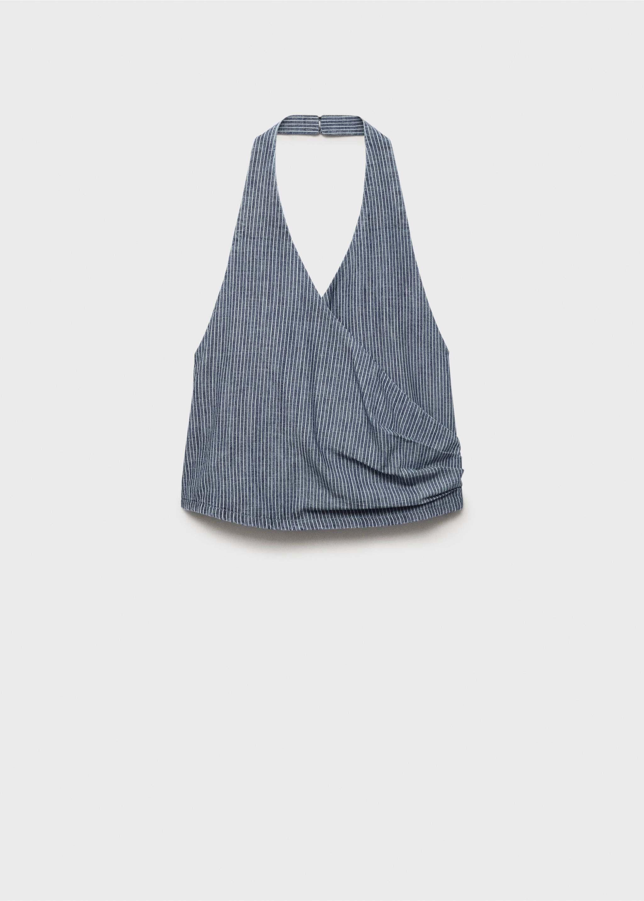 Striped crossover denim top - Article without model, Blue. Ref: 17002903-00.