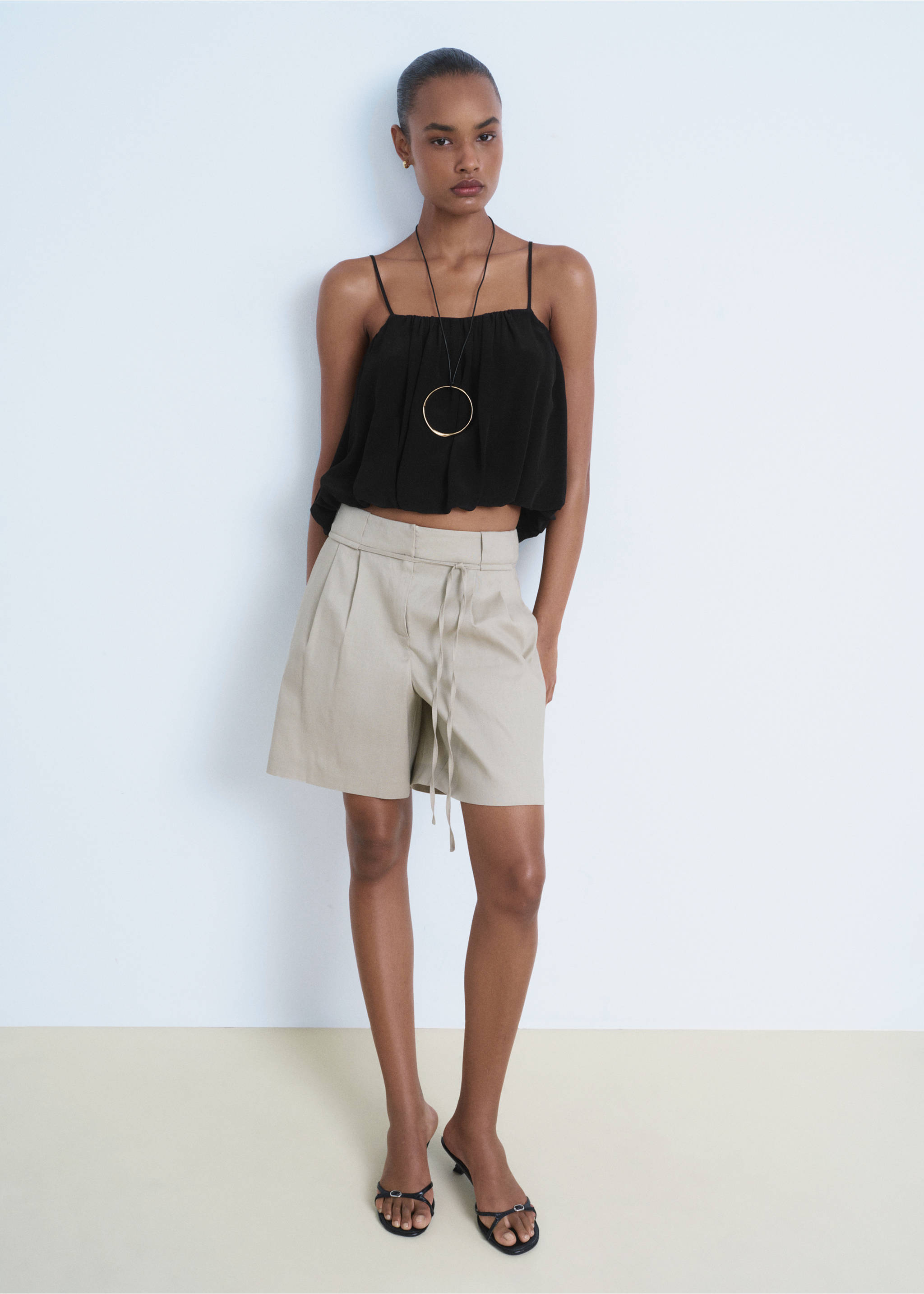 Balloon crop top - General plane, Black. Ref: 17002906-00.