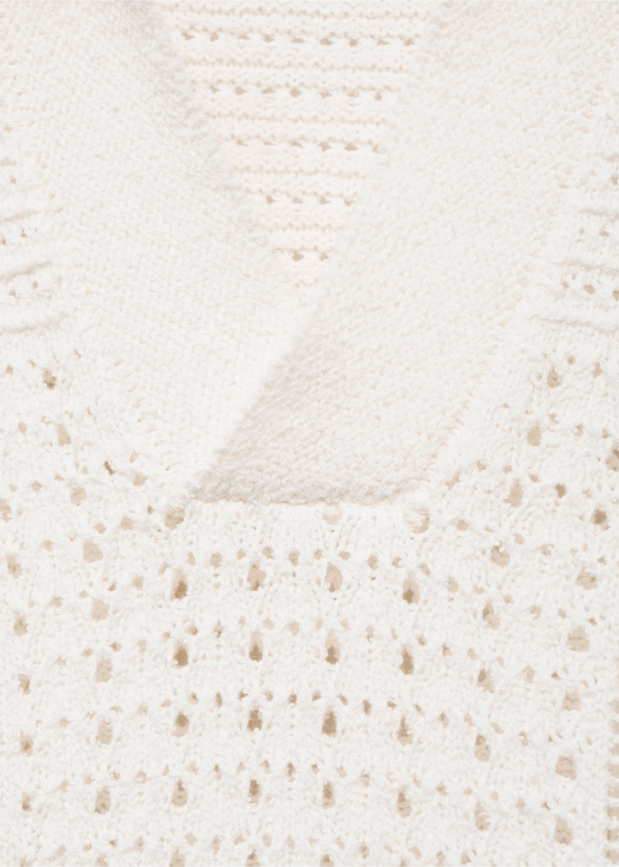 Openwork knitted cotton polo shirt - Details of the article 0, Off White. Ref: 17002907-00.
