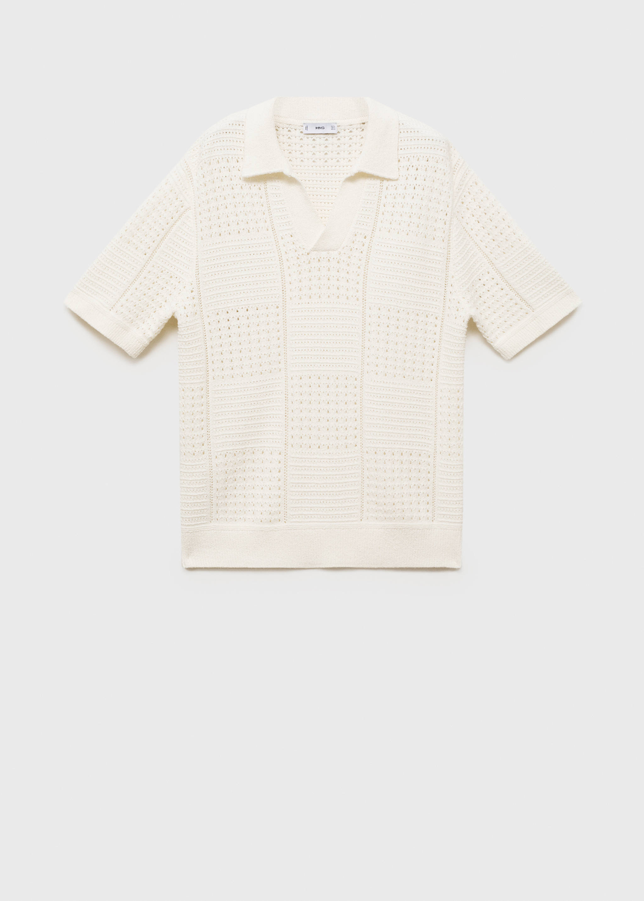 Openwork knitted cotton polo shirt - Article without model