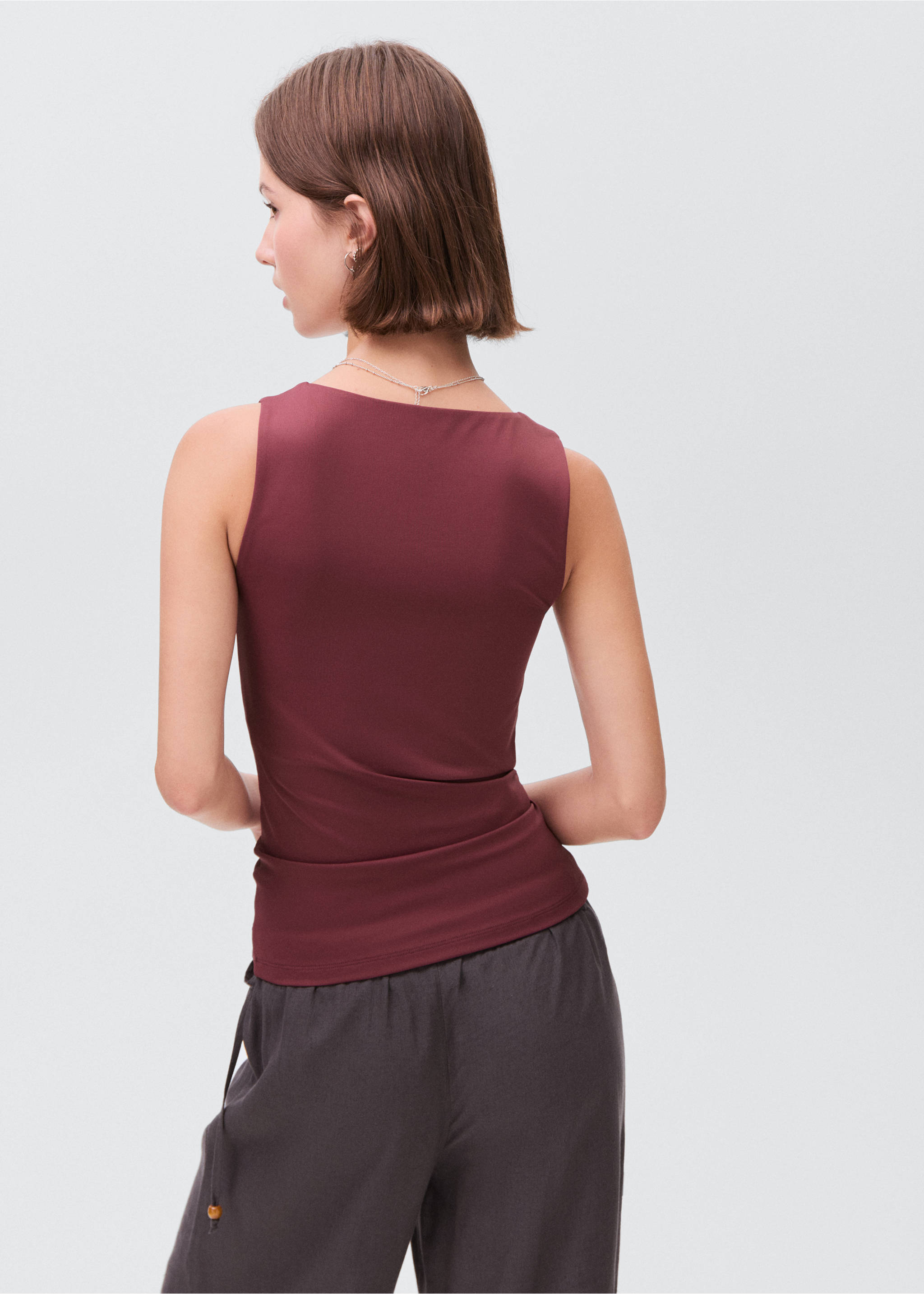 Plain strapless top - Reverse of the article, Burgundy. Ref: 17002909-00.