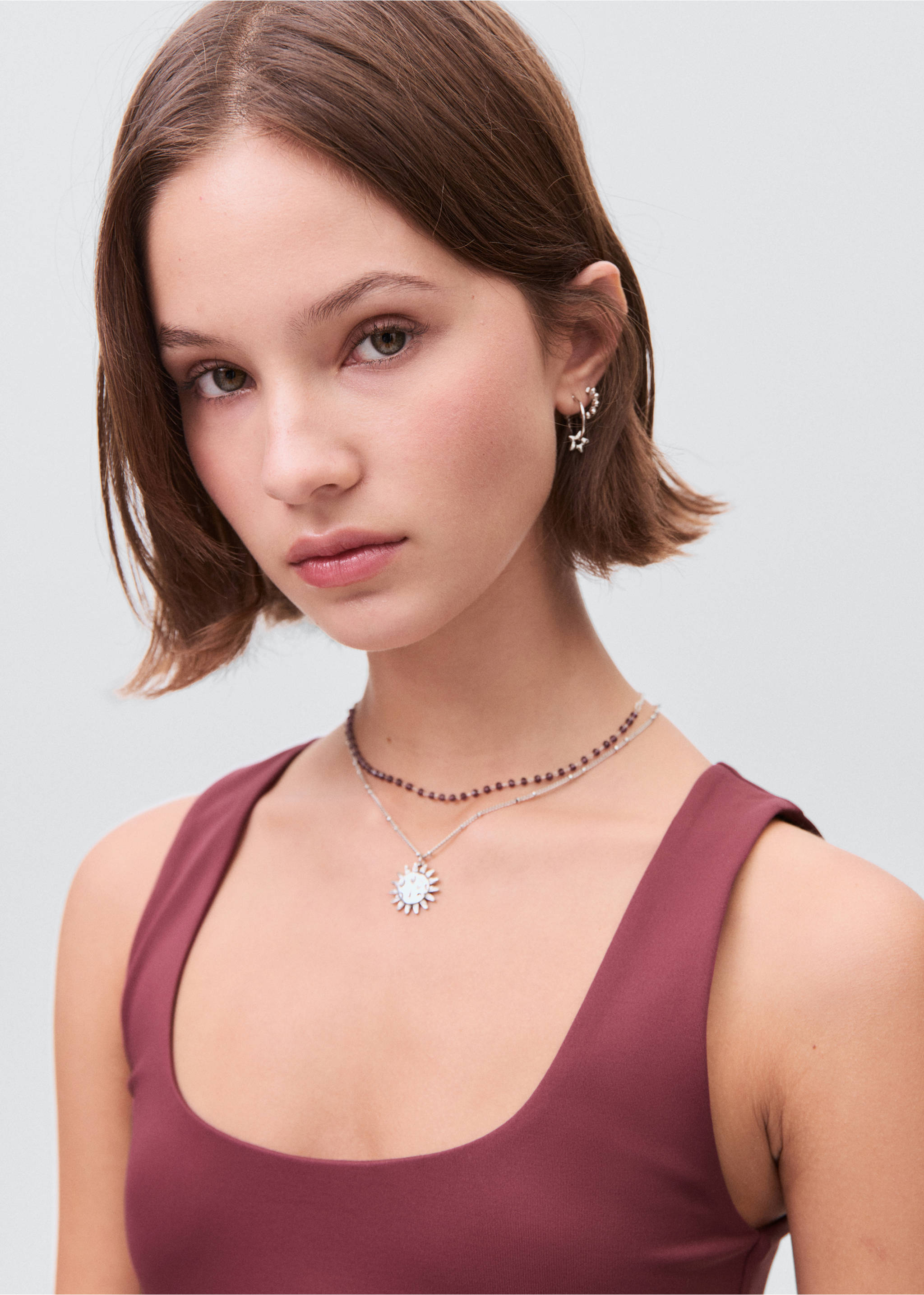 Plain strapless top - Details of the article 1, Burgundy. Ref: 17002909-00.