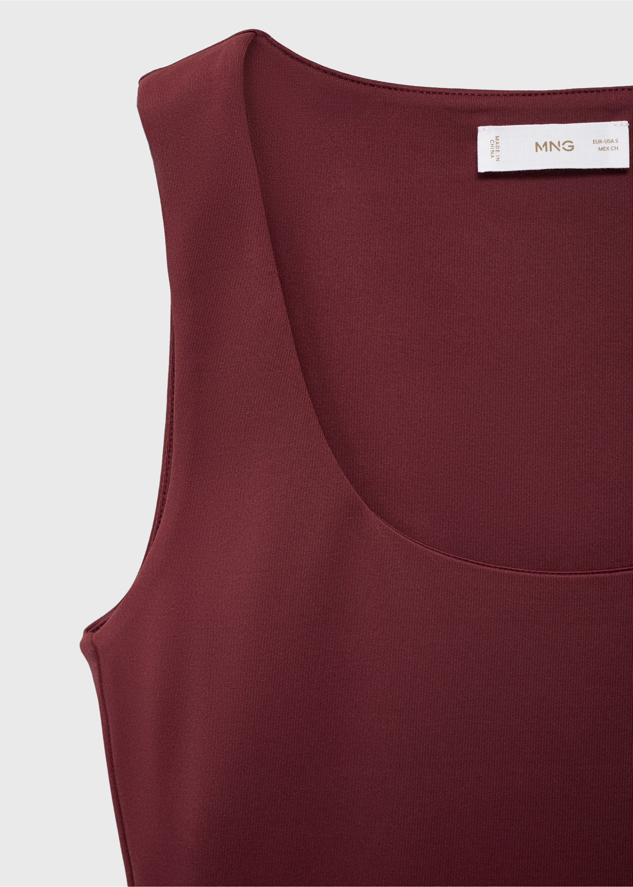 Plain strapless top - Details of the article 0, Burgundy. Ref: 17002909-00.