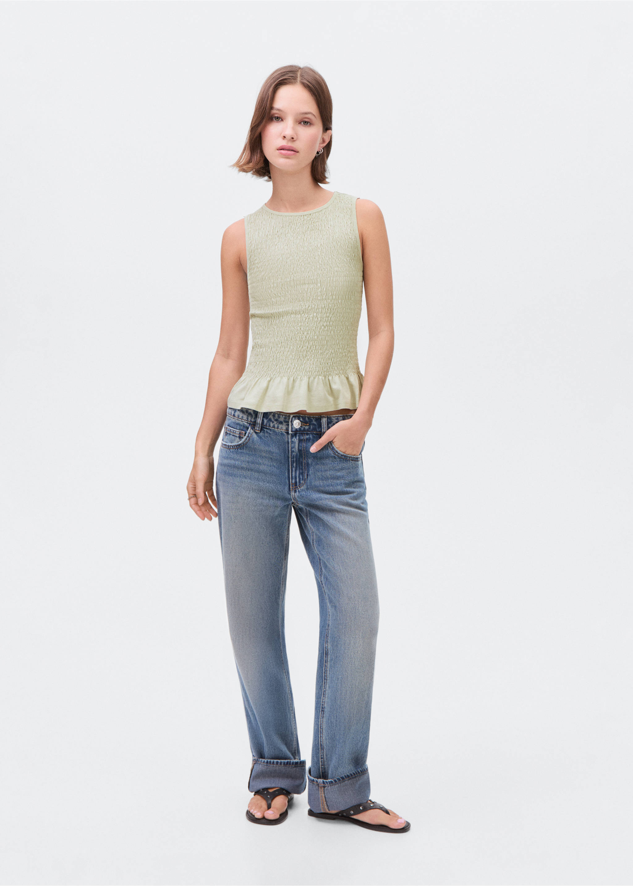 Ruffled top - General plane, Pastel Green. Ref: 17002910-00.
