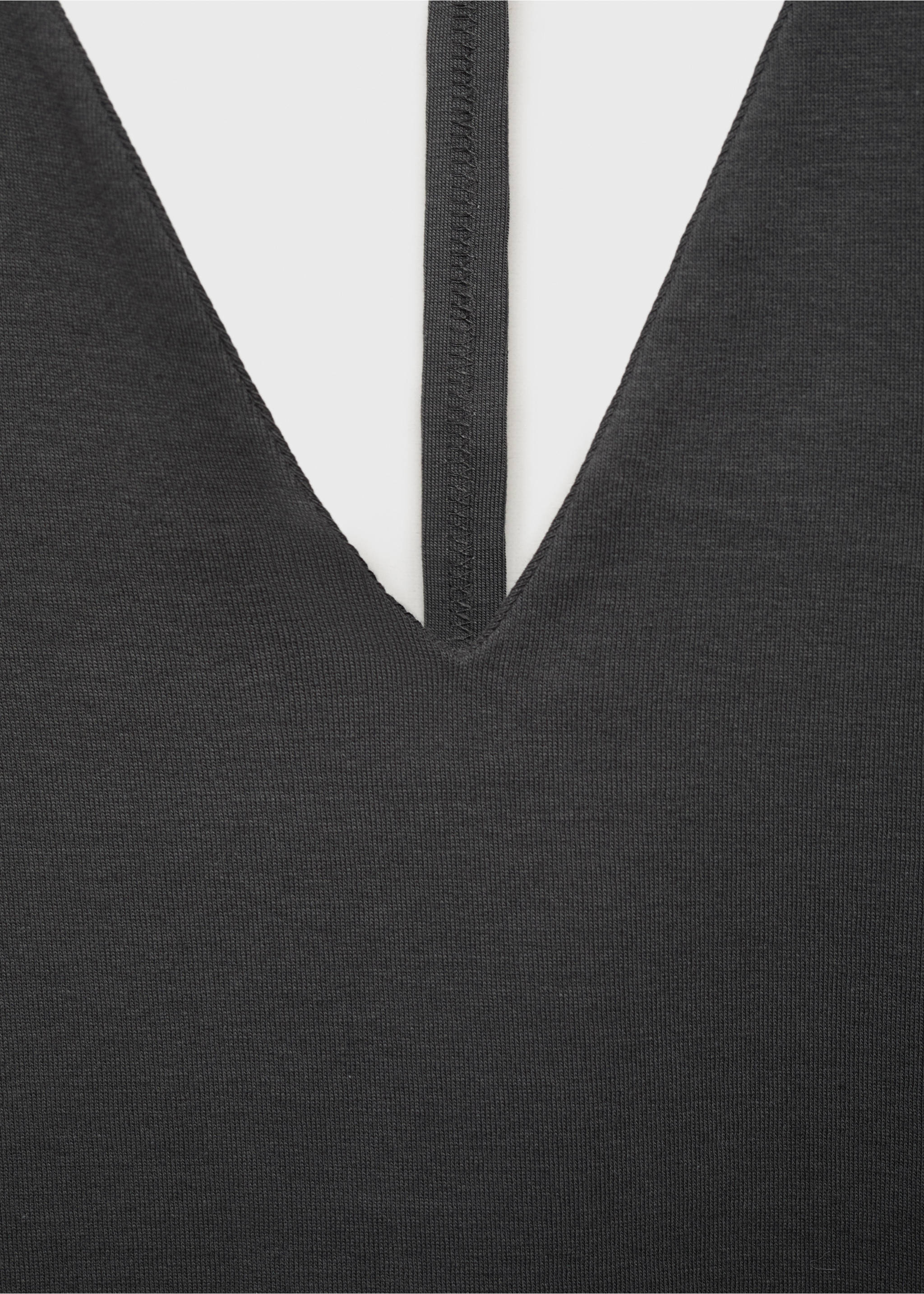 Open-back cotton top - Details of the article 8, Charcoal. Ref: 17002911-00.