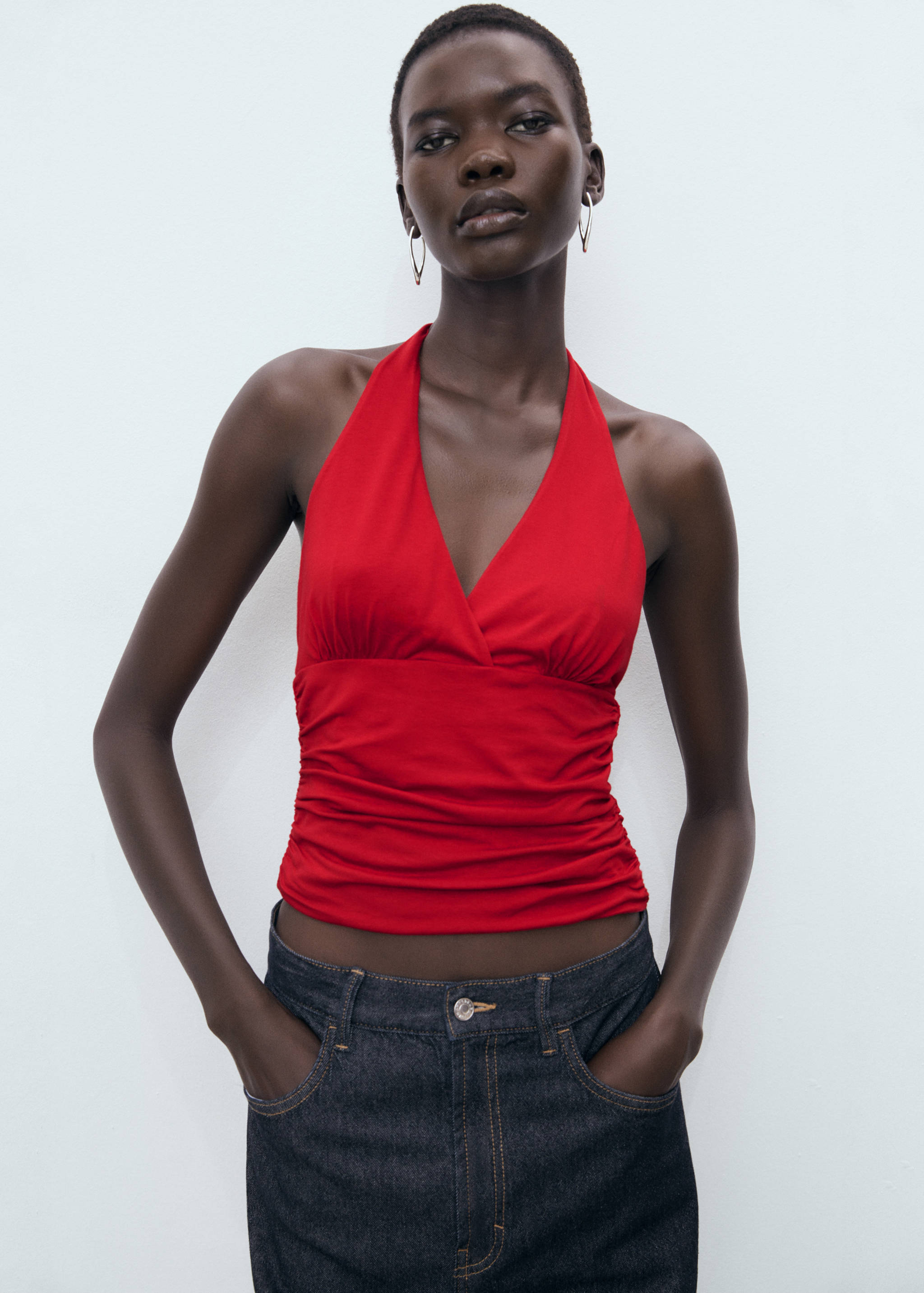 V-neck top with open back - Medium plane