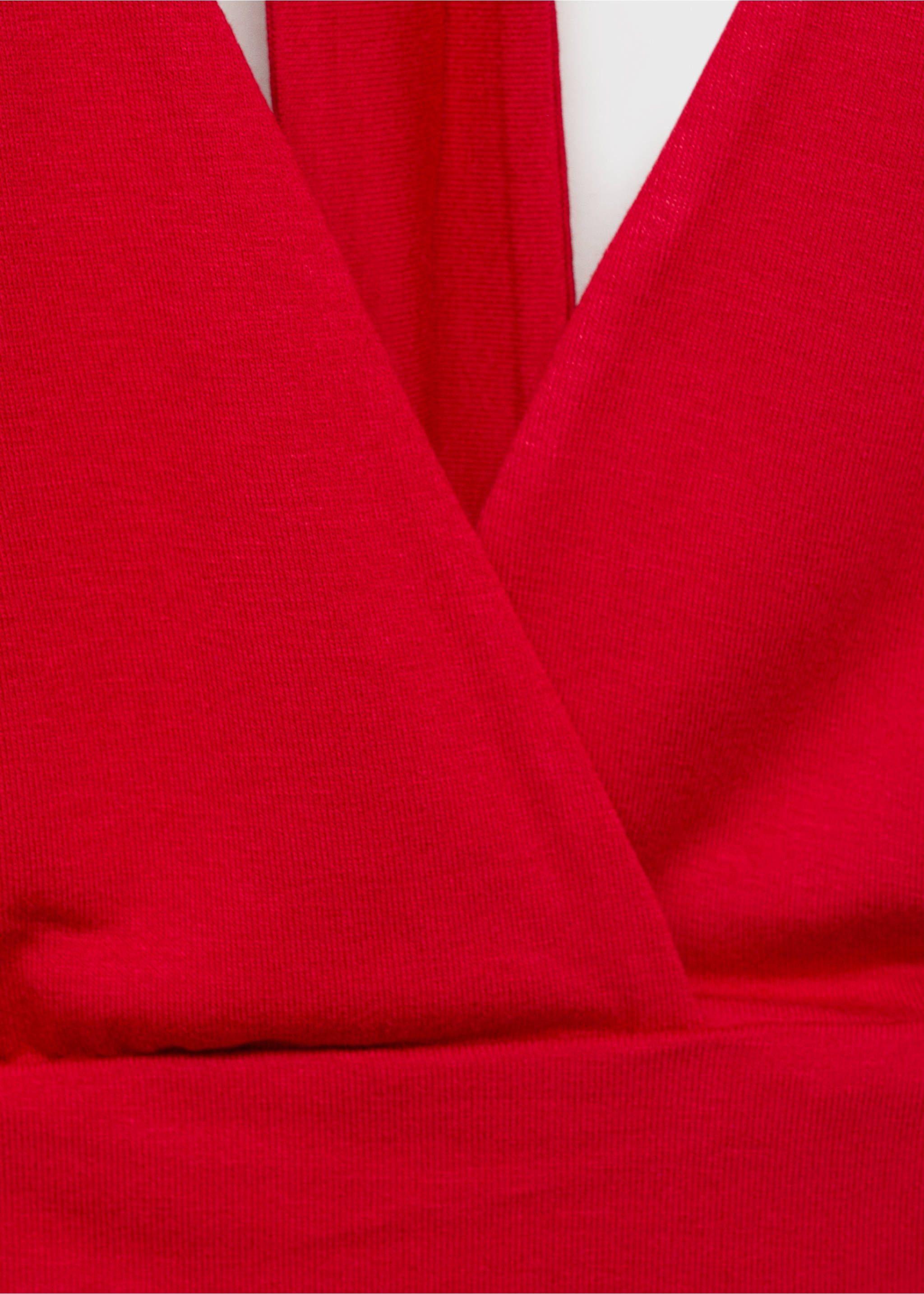 V-neck top with open back - Details of the article 0, Red. Ref: 17002912-00.