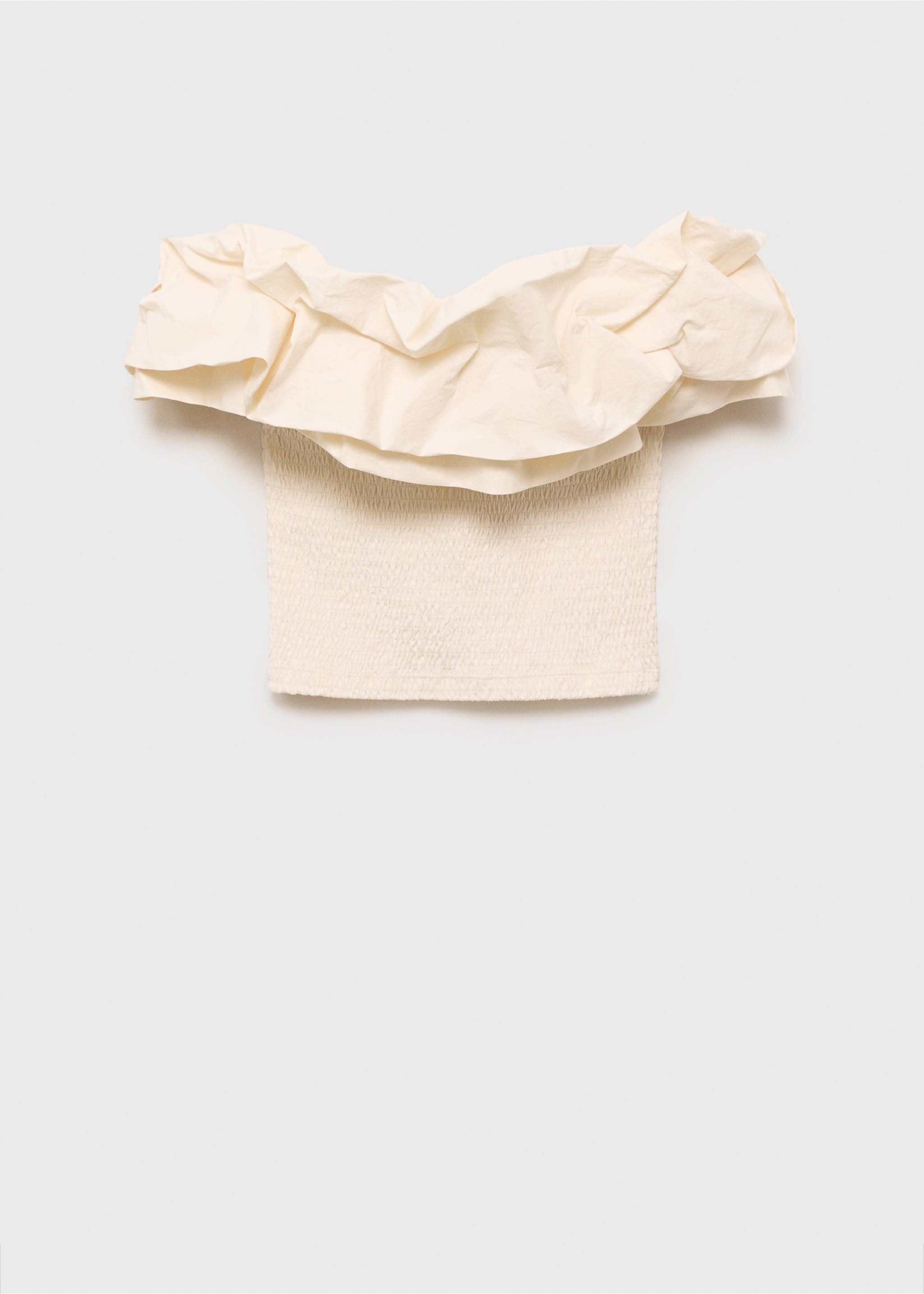 Strapless top with ruffles - Article without model, Ecru. Ref: 17002914-00.