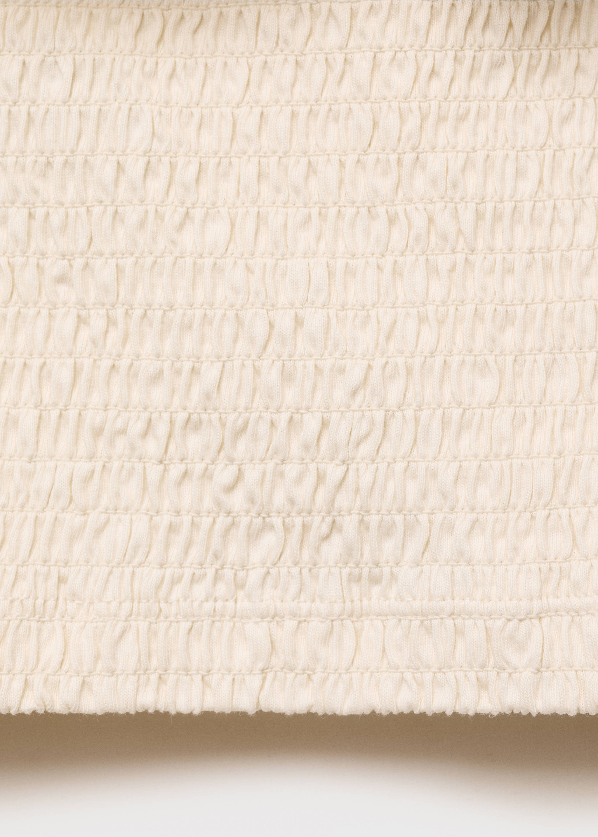 Strapless top with ruffles - Details of the article 8, Ecru. Ref: 17002914-00.
