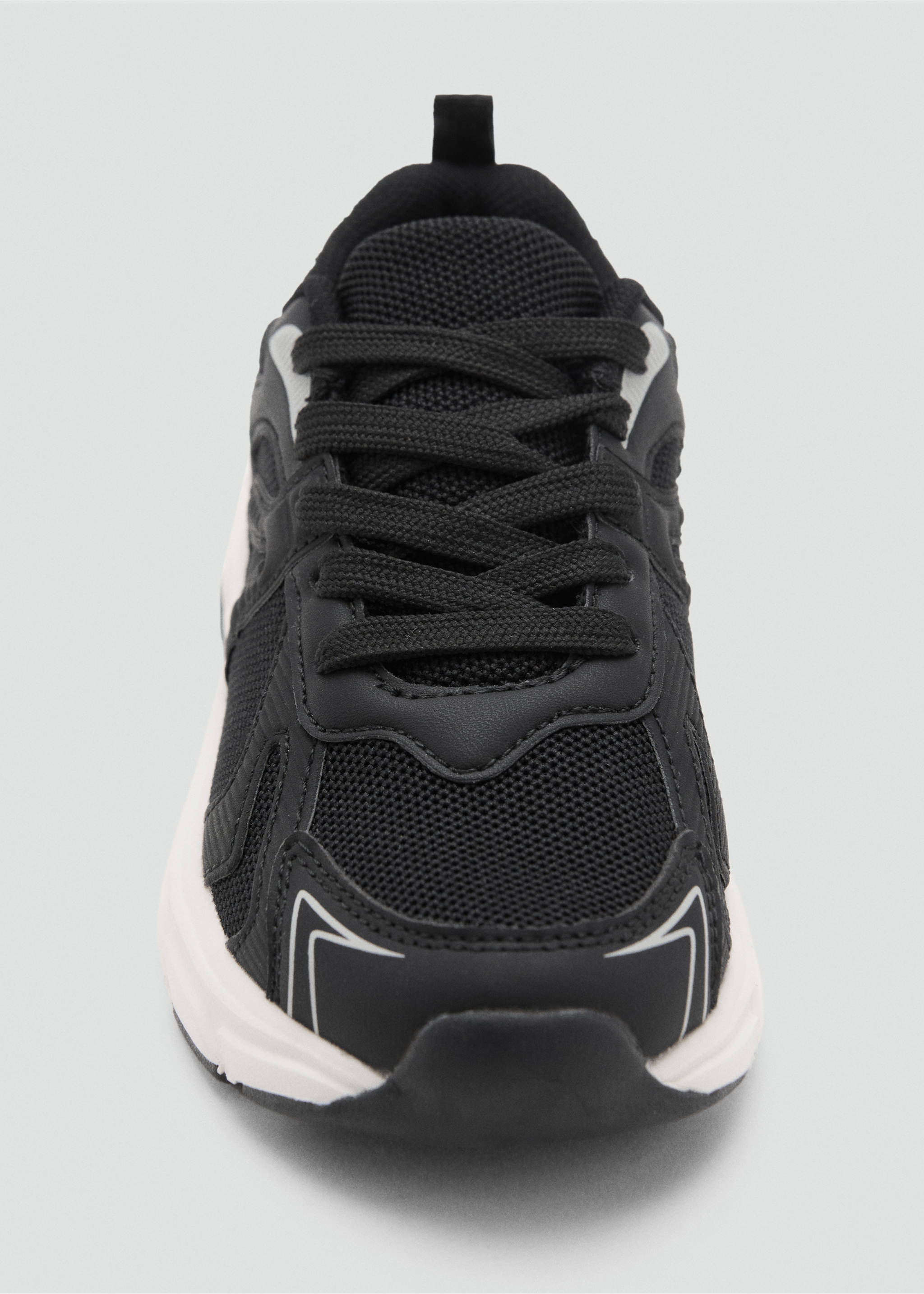 Combined sneakers with laces - Details of the article 2, Black. Ref: 17002922-00.