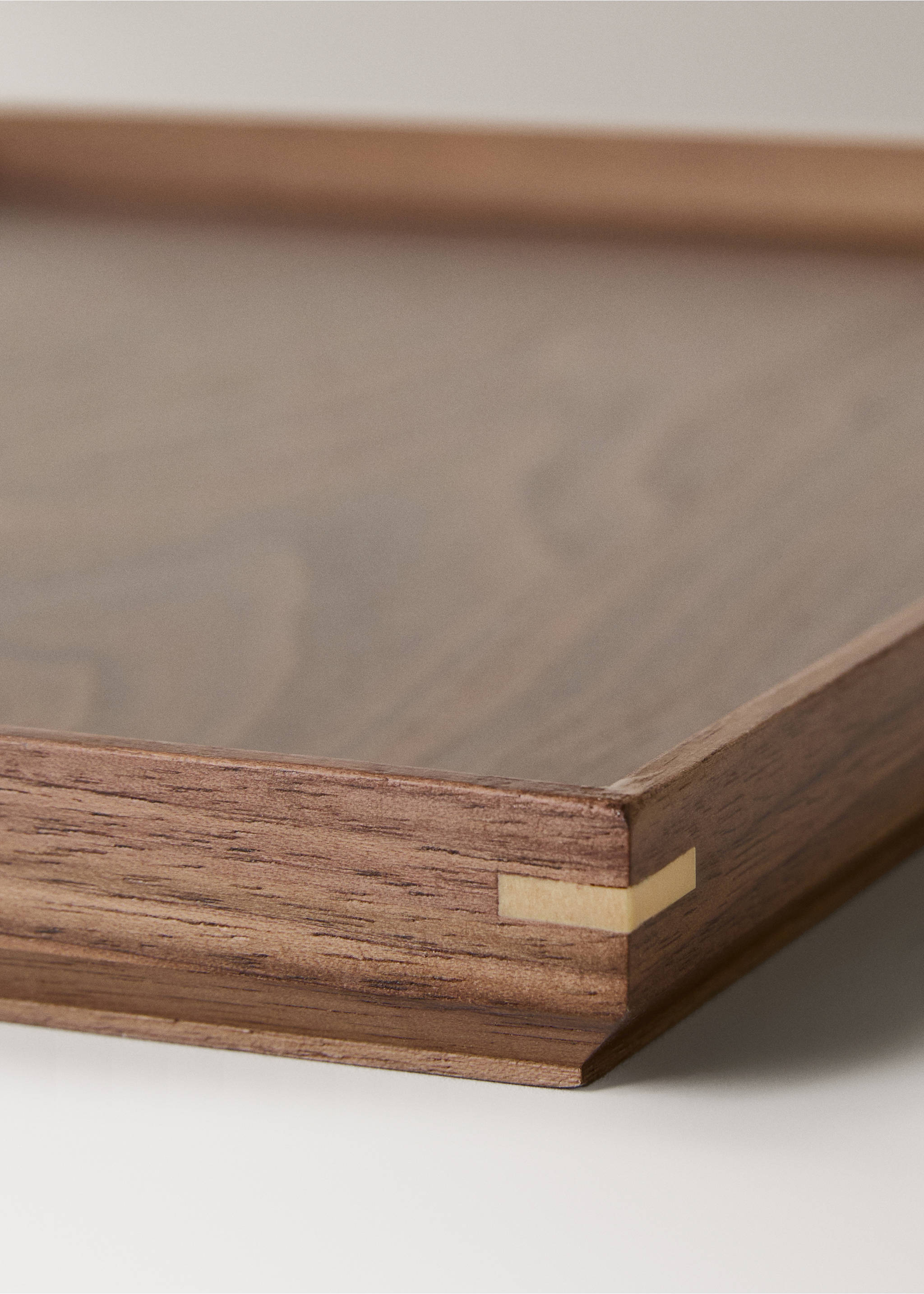 Medium solid wood decorative tray - Details of the article 2, Brown. Ref: 17002930-00.