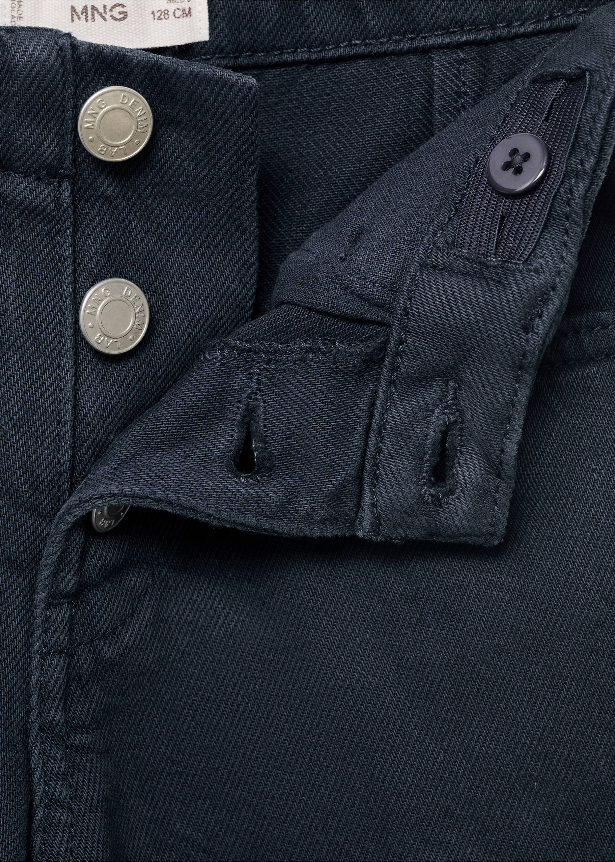 Button-down culotte jeans - Details of the article 8, Navy. Ref: 17003280-00.