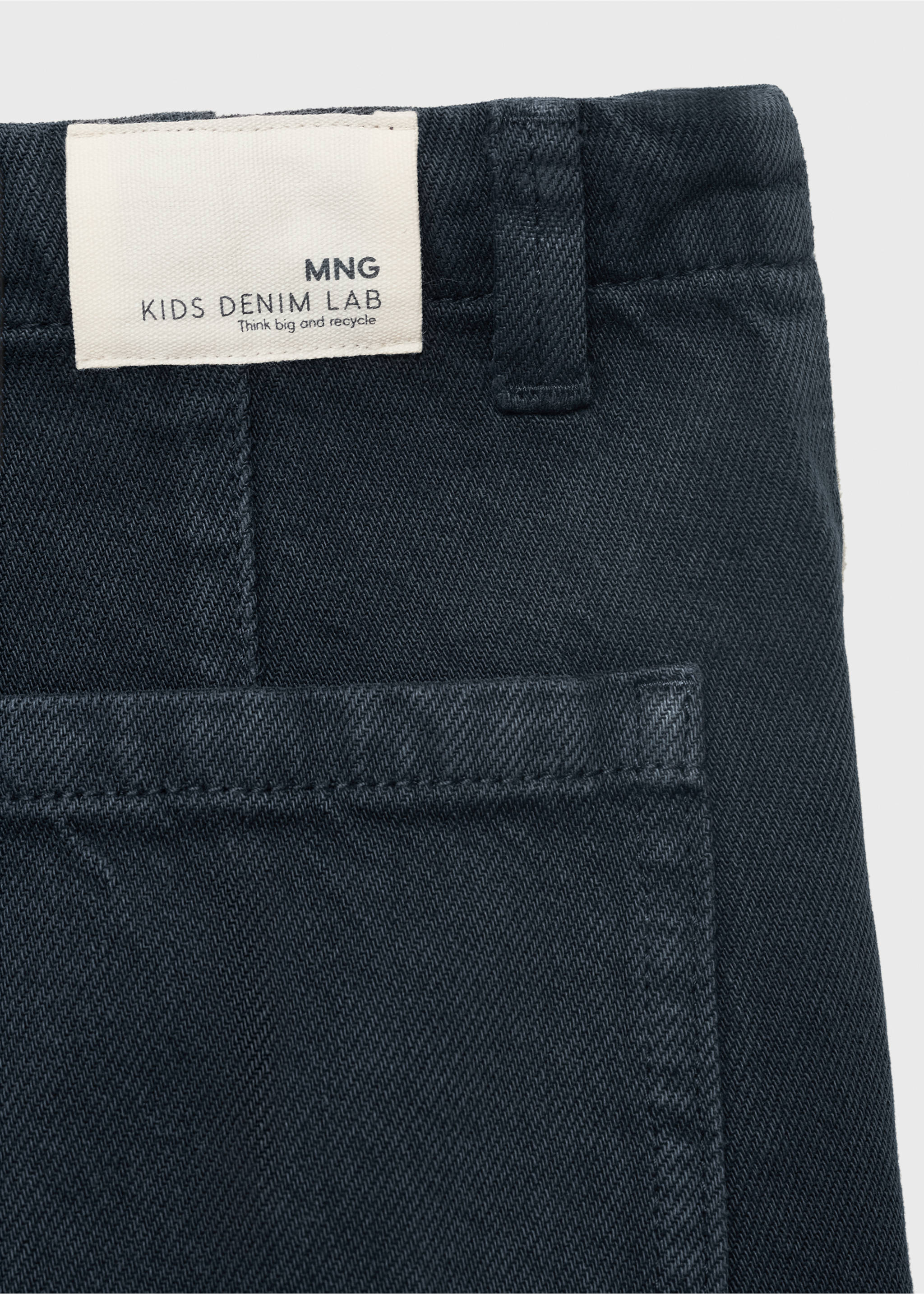 Button-down culotte jeans - Details of the article 0, Navy. Ref: 17003280-00.