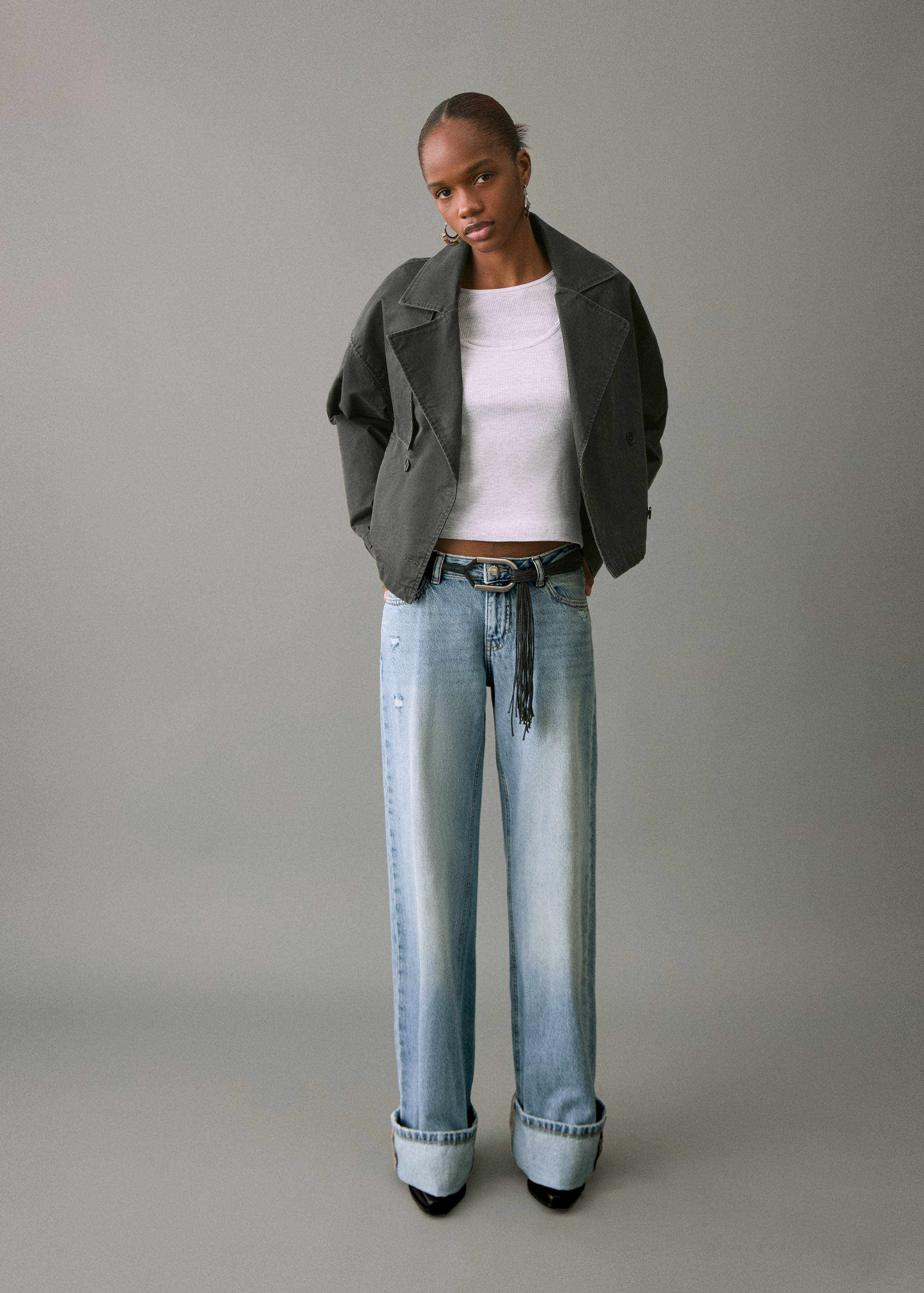 Wideleg-Jeans mit Saum-Umschlag - Allgemeine Ansicht