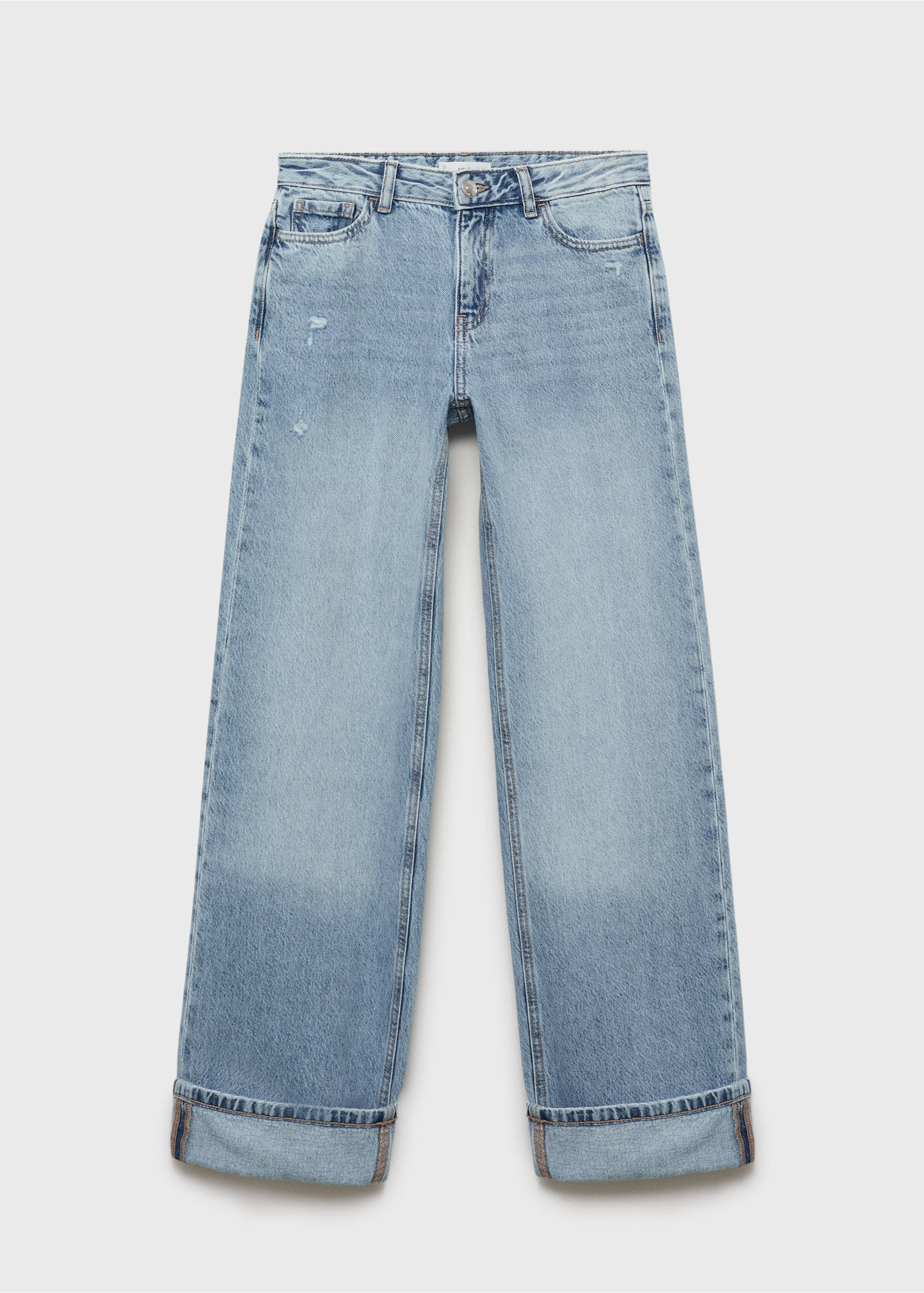 Wideleg-Jeans mit Saum-Umschlag - Artikel ohne Model, Hellblau. Ref: 17003282-00.